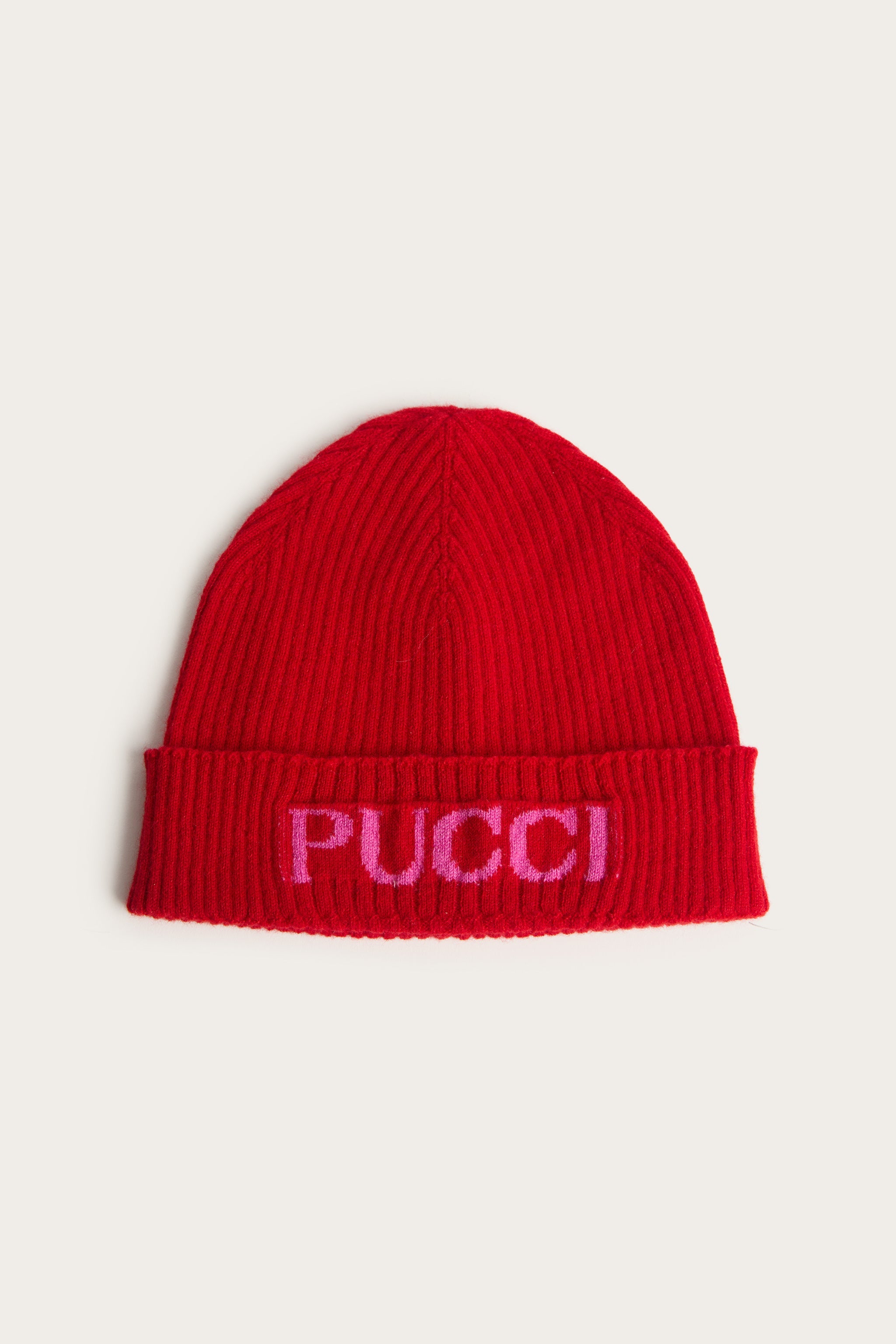 Emilio Pucci Logo bonnet laine rouge enfant I-II