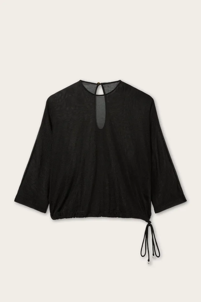 Emilio Pucci Lurex blouse noire femme détail or taille 38