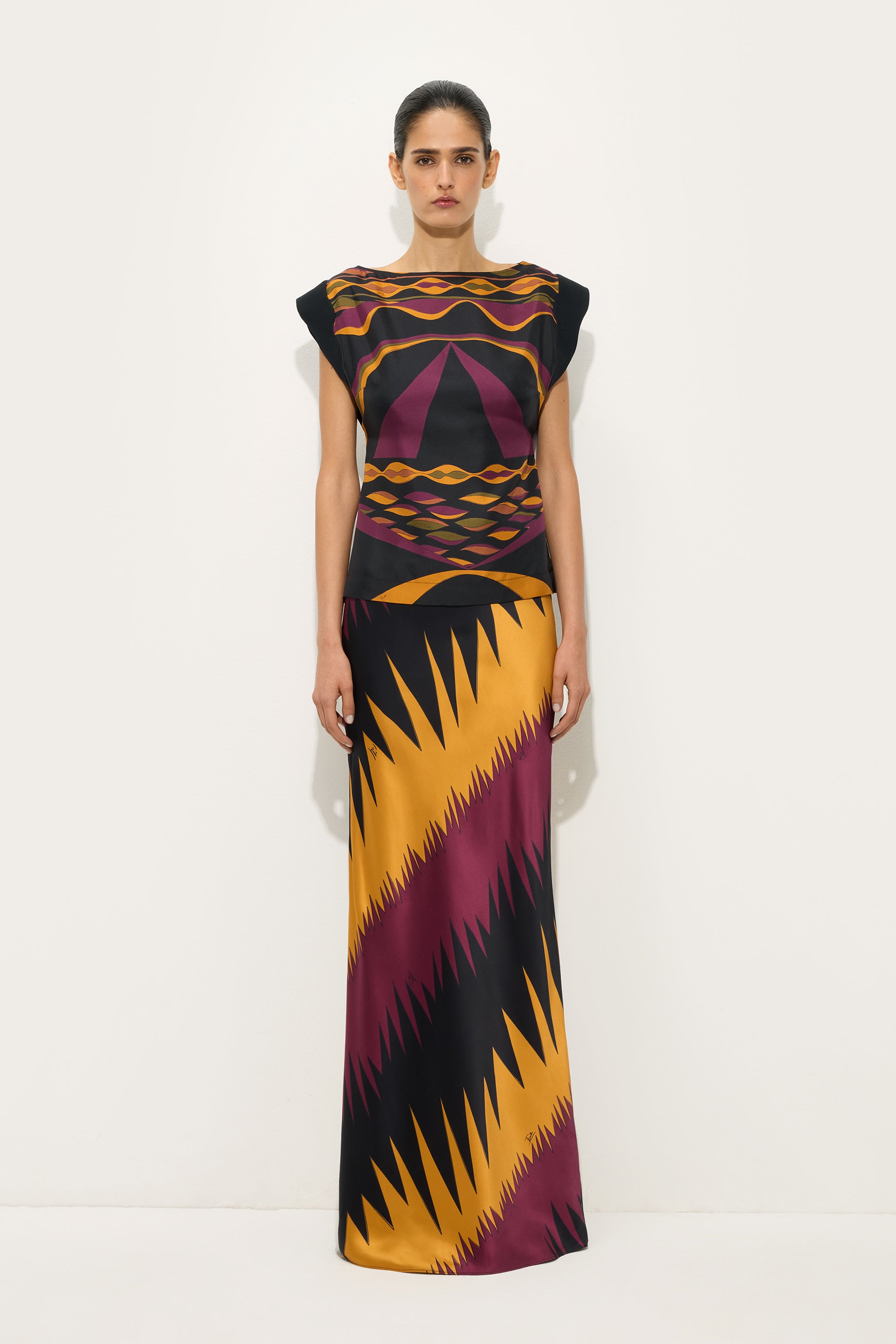 Emilio Pucci Dune Top en soie bordeaux or 38