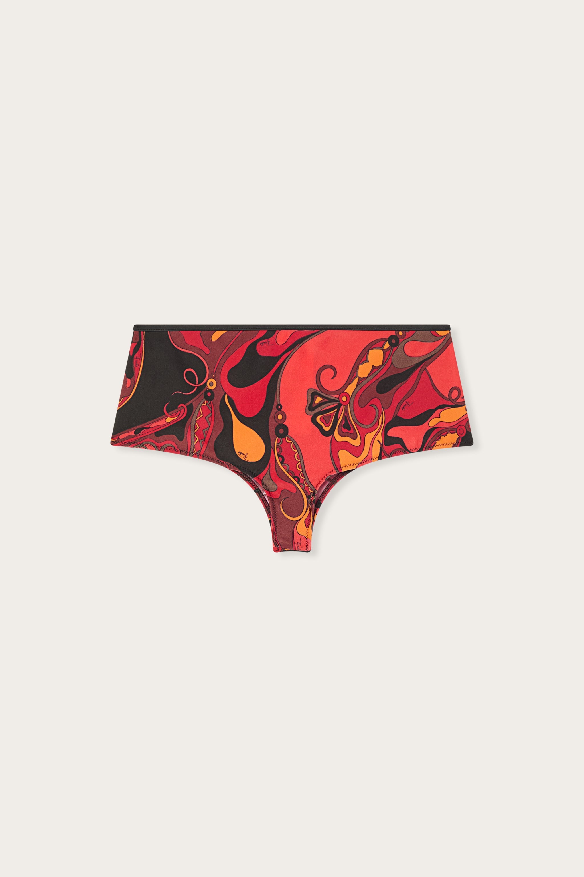 Emilio Pucci Orchidee bas bikini orange noir lycra XS
