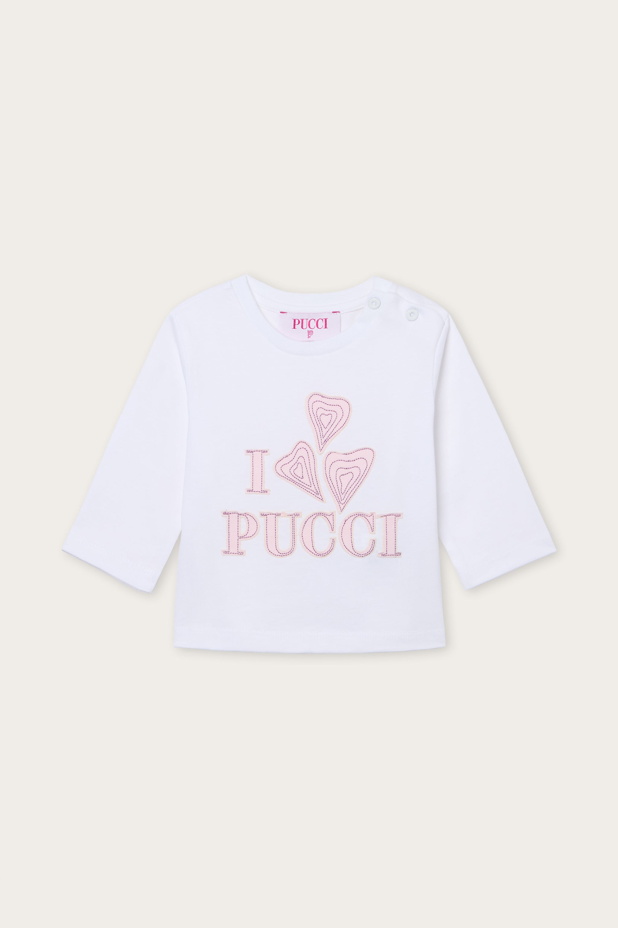 Emilio Pucci T-shirt bébé blanc rose 12M