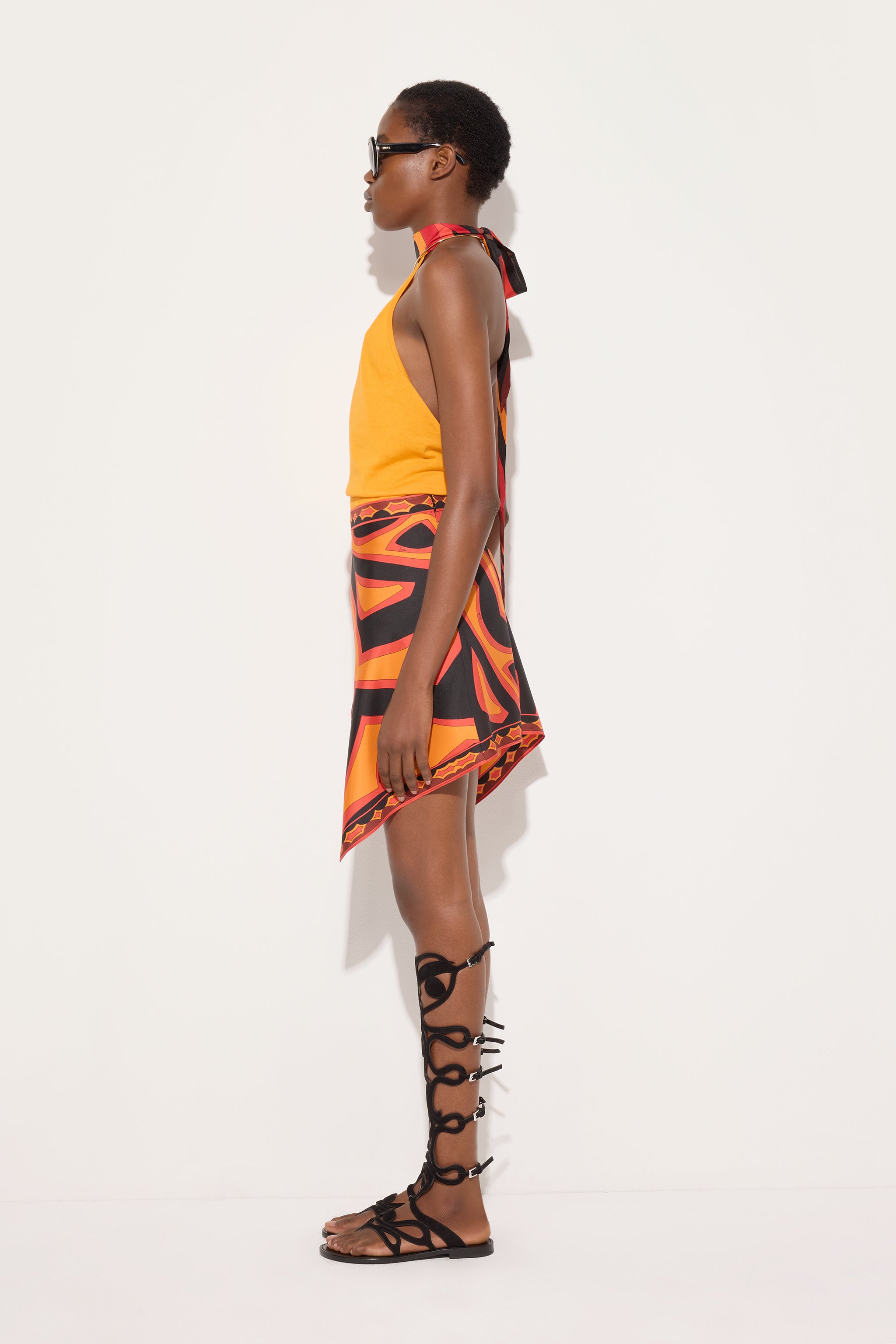 Emilio Pucci Top Dettaglio Foulard haut mandarino