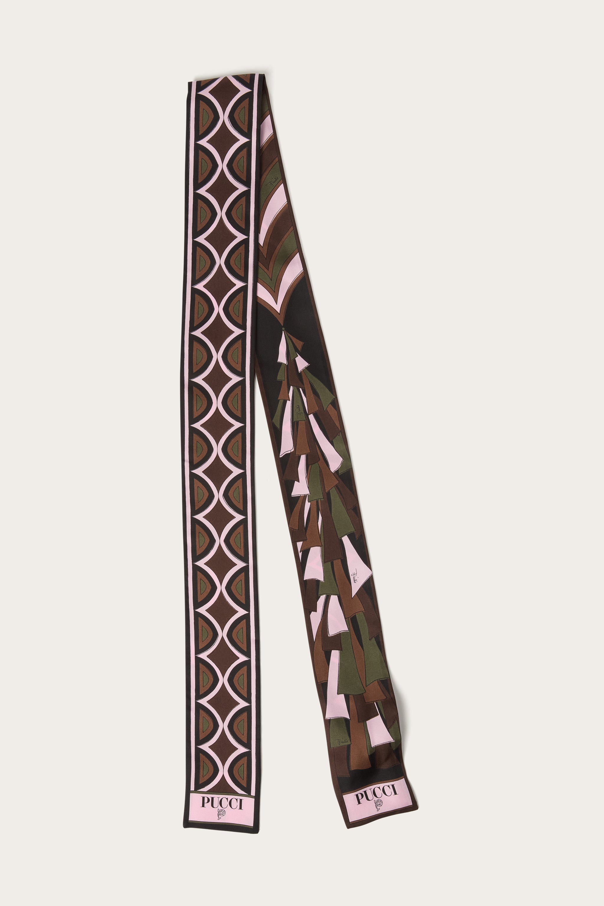 Emilio Pucci Bandeau 6UGB306UC071 foulard soie kaki rose