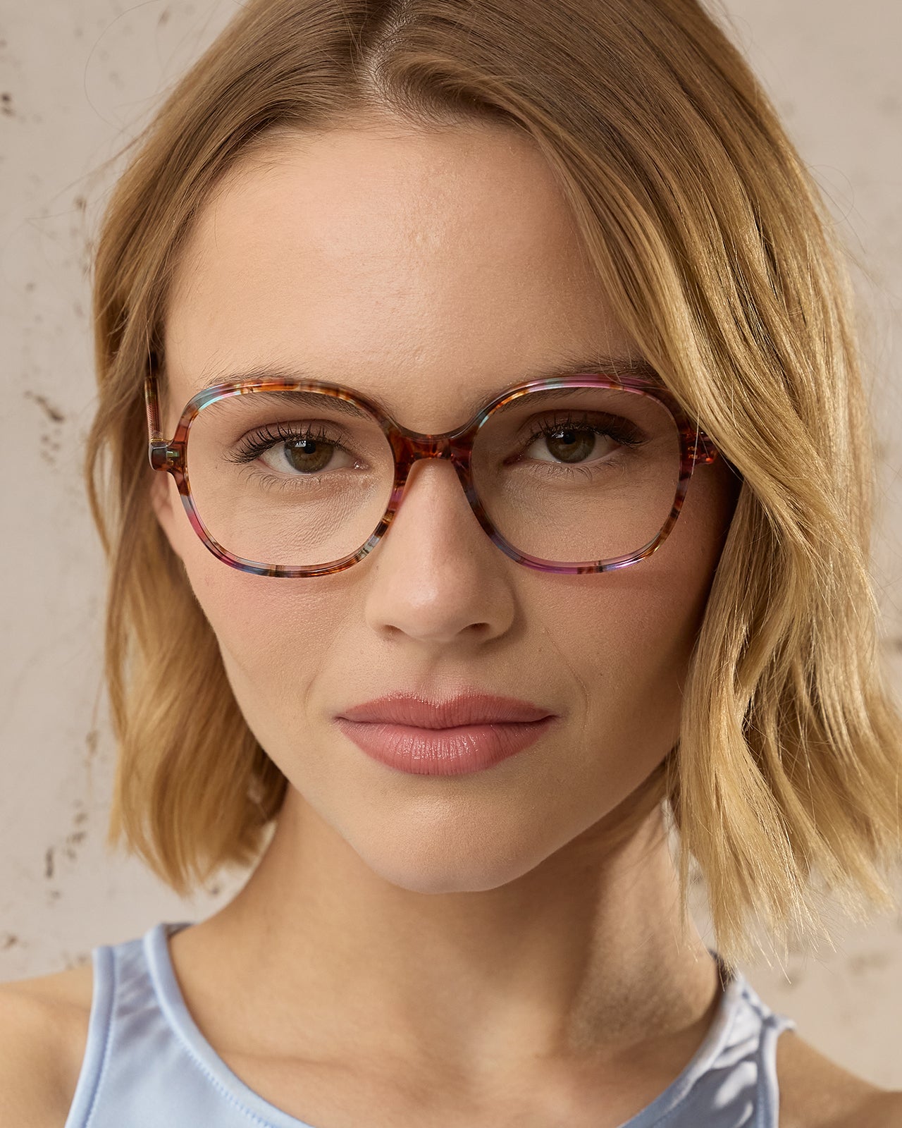 Clémence & Margaux La Too-Much lunettes de vue Marbré Rose tonneau