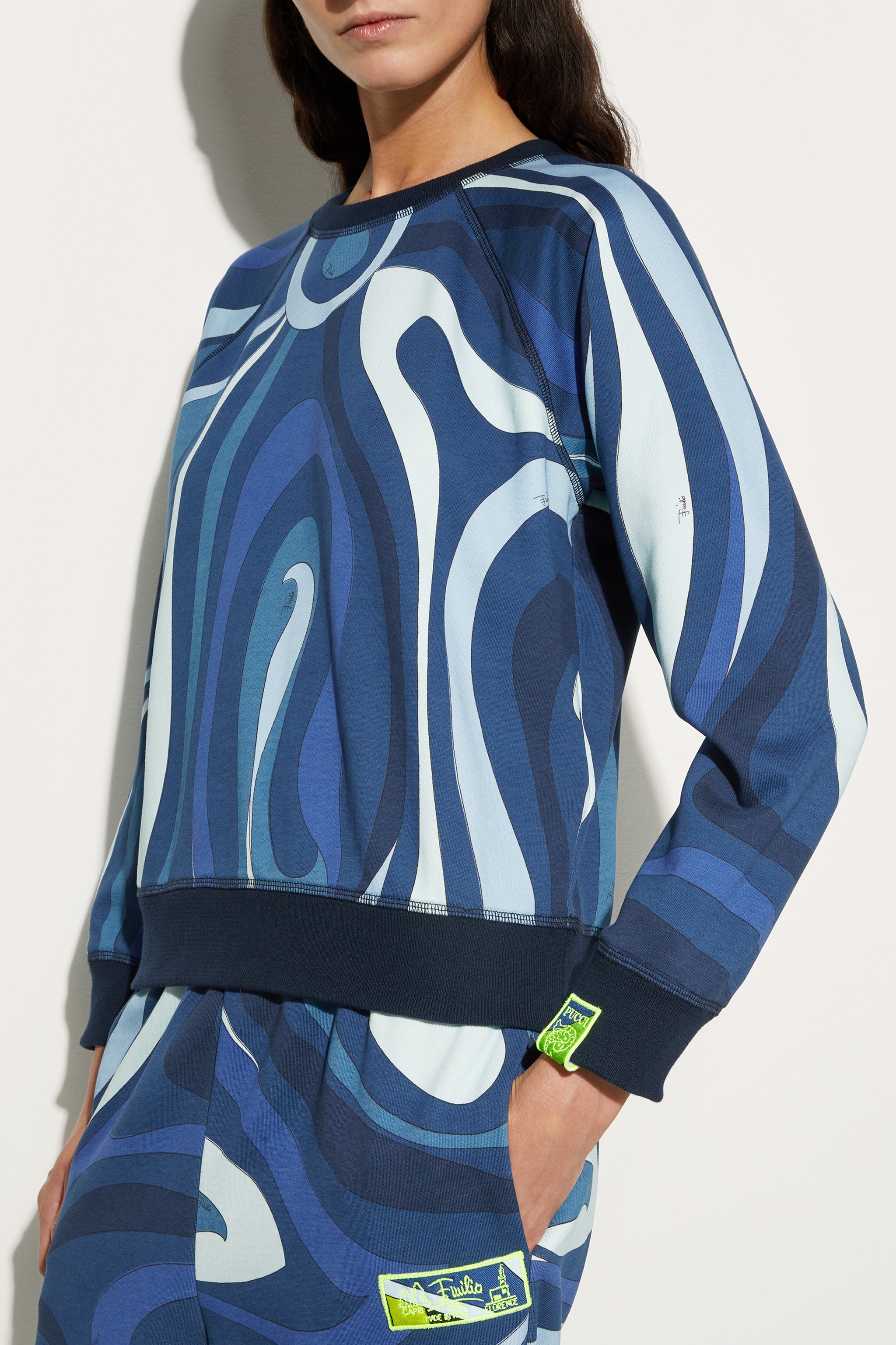 Emilio Pucci Stampa Marmo sweat indigo femme pile
