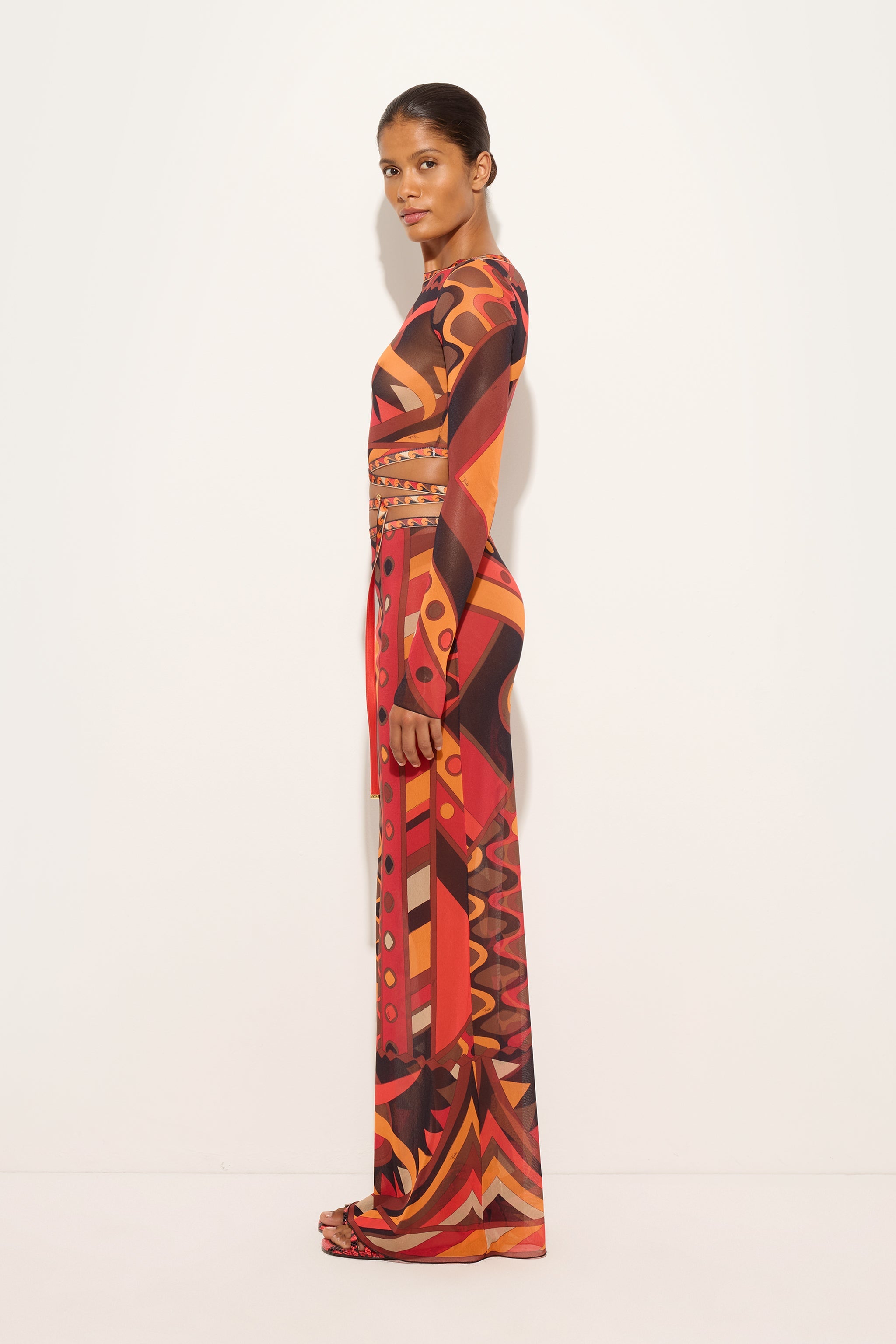 Emilio Pucci Vivara crop top tulle orange noir
