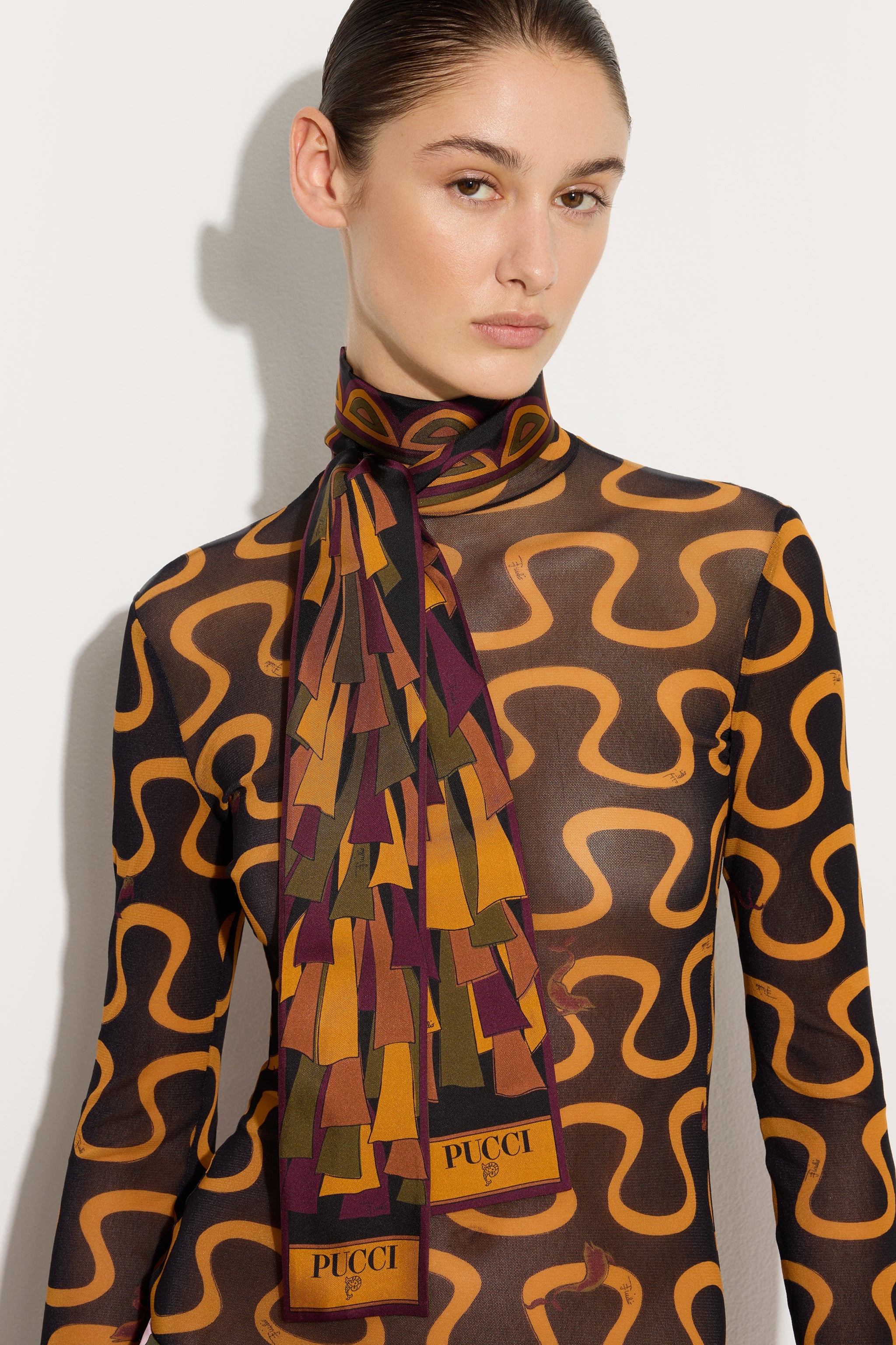 Emilio Pucci Foulard Bandeau Soie Bordeaux/Gold Taille Unique