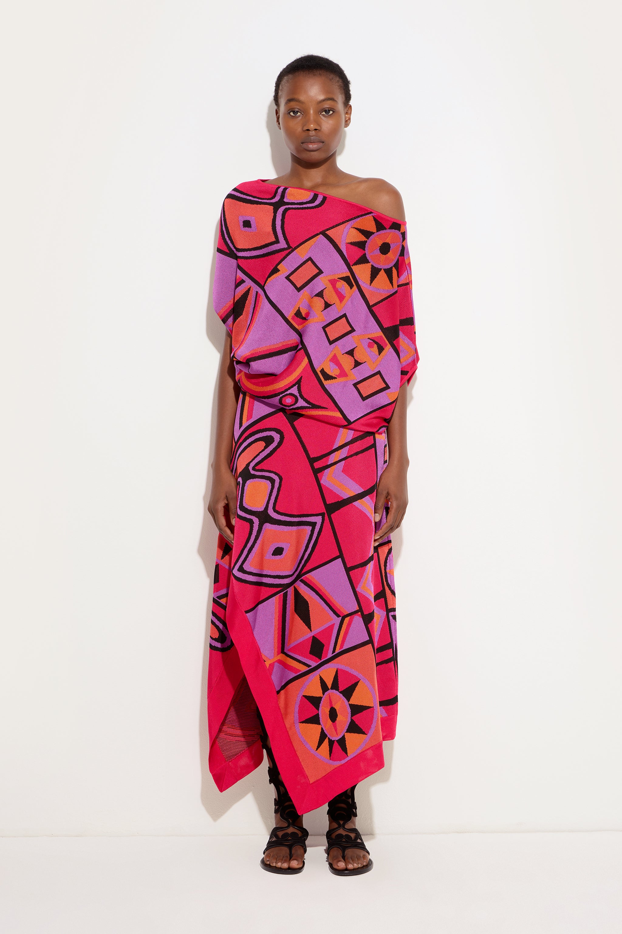 Emilio Pucci Top Drappeggiato Jacquard top fuchsia noir