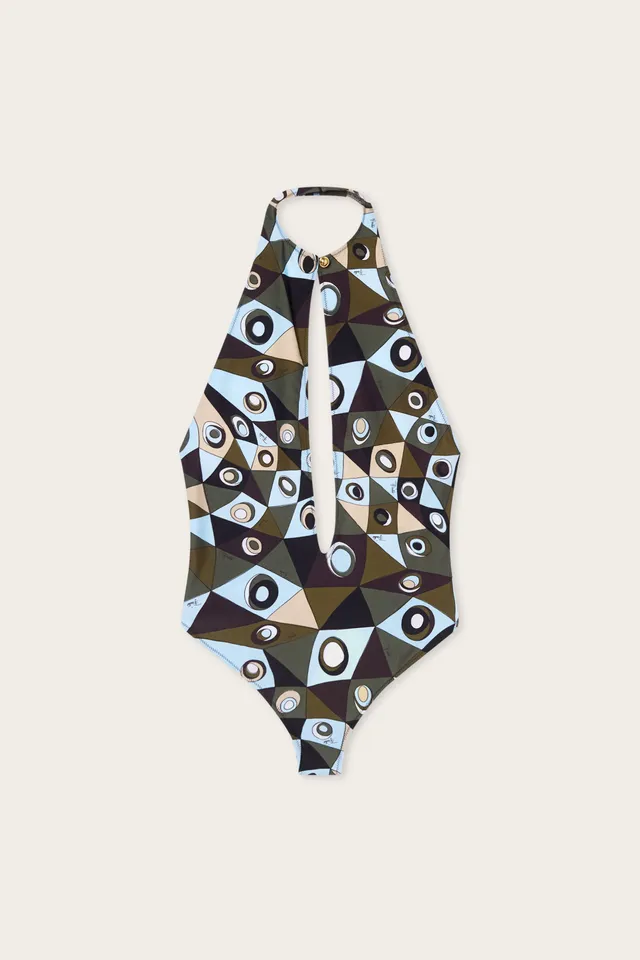 Emilio Pucci Occhi maillot 1 piece kaki bleu