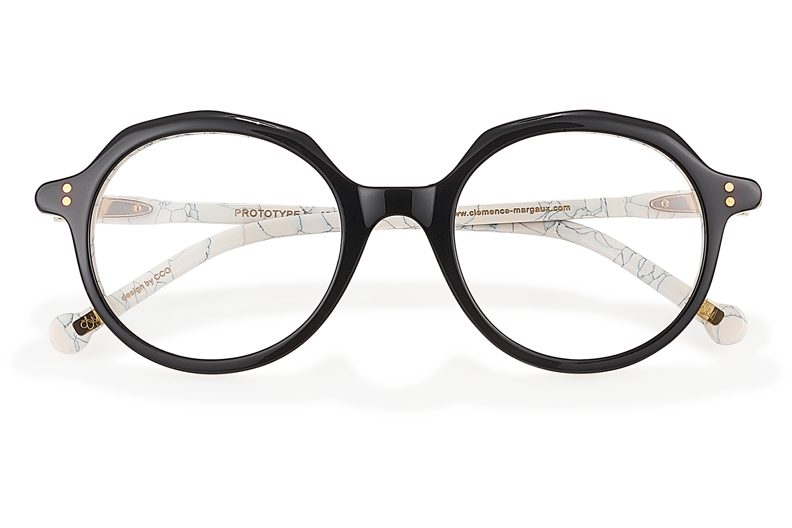 Clémence & Margaux La Damier lunettes de vue ronde noir marbré