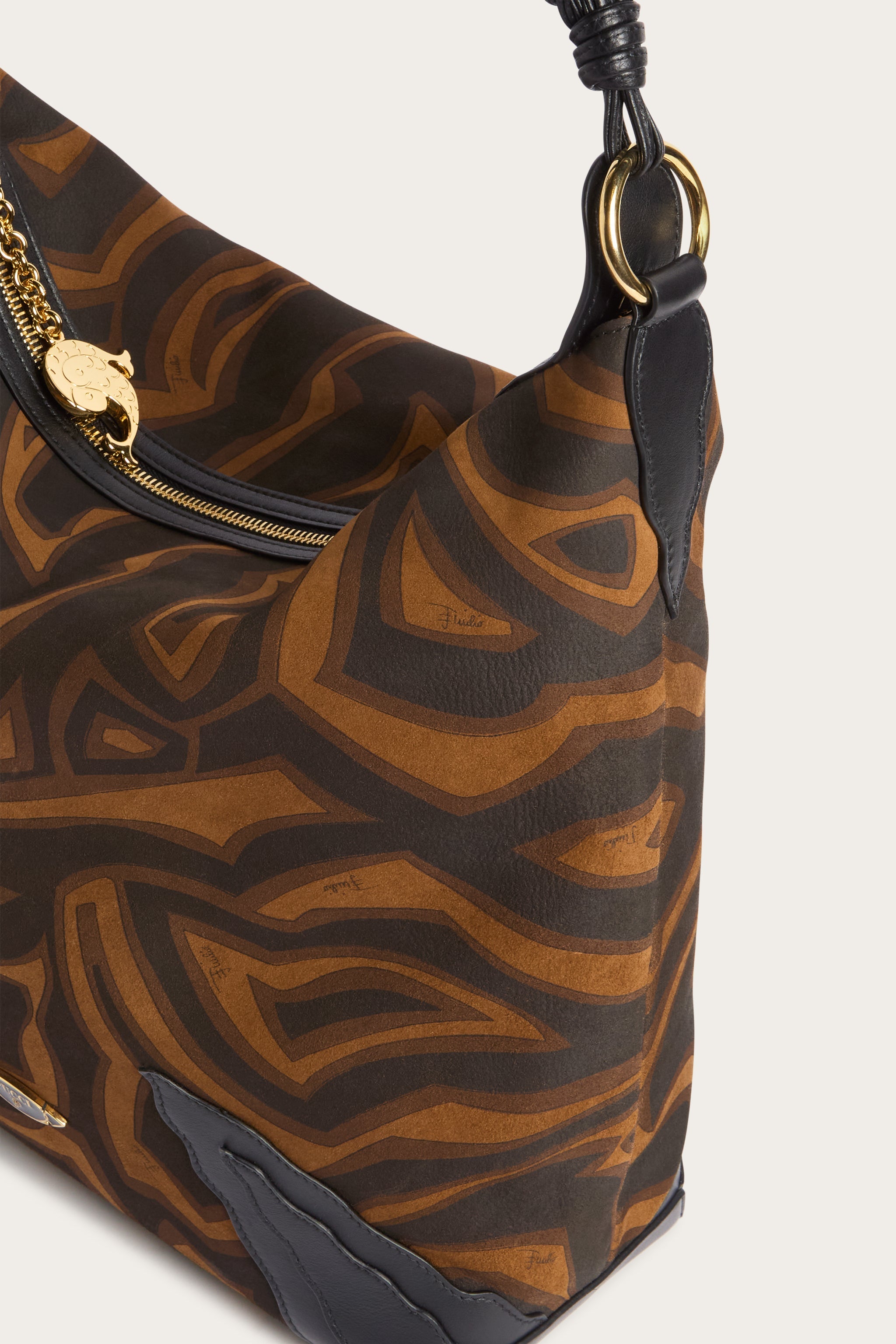 Emilio Pucci sac Hobo Palio daim noir or