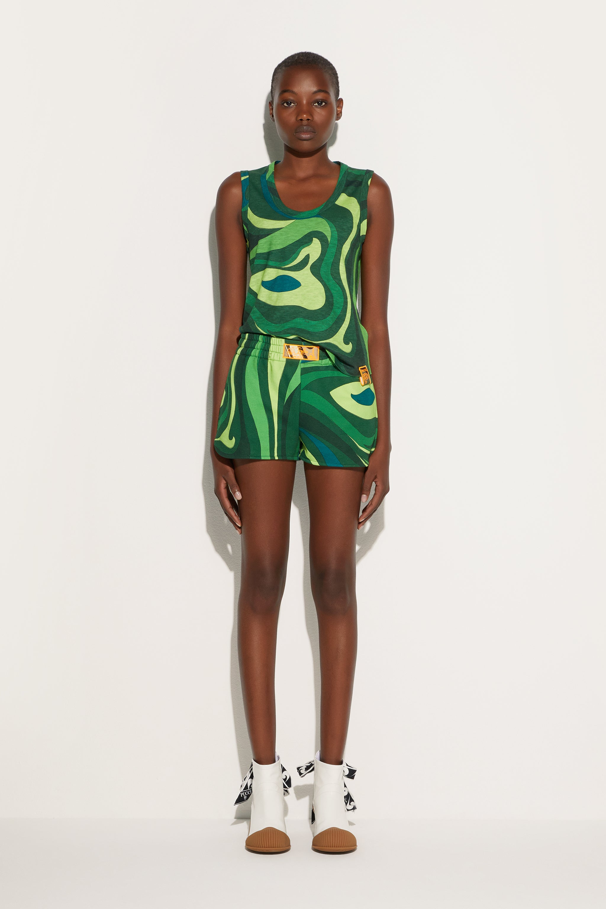 Emilio Pucci Marmo short jogging molleton vert