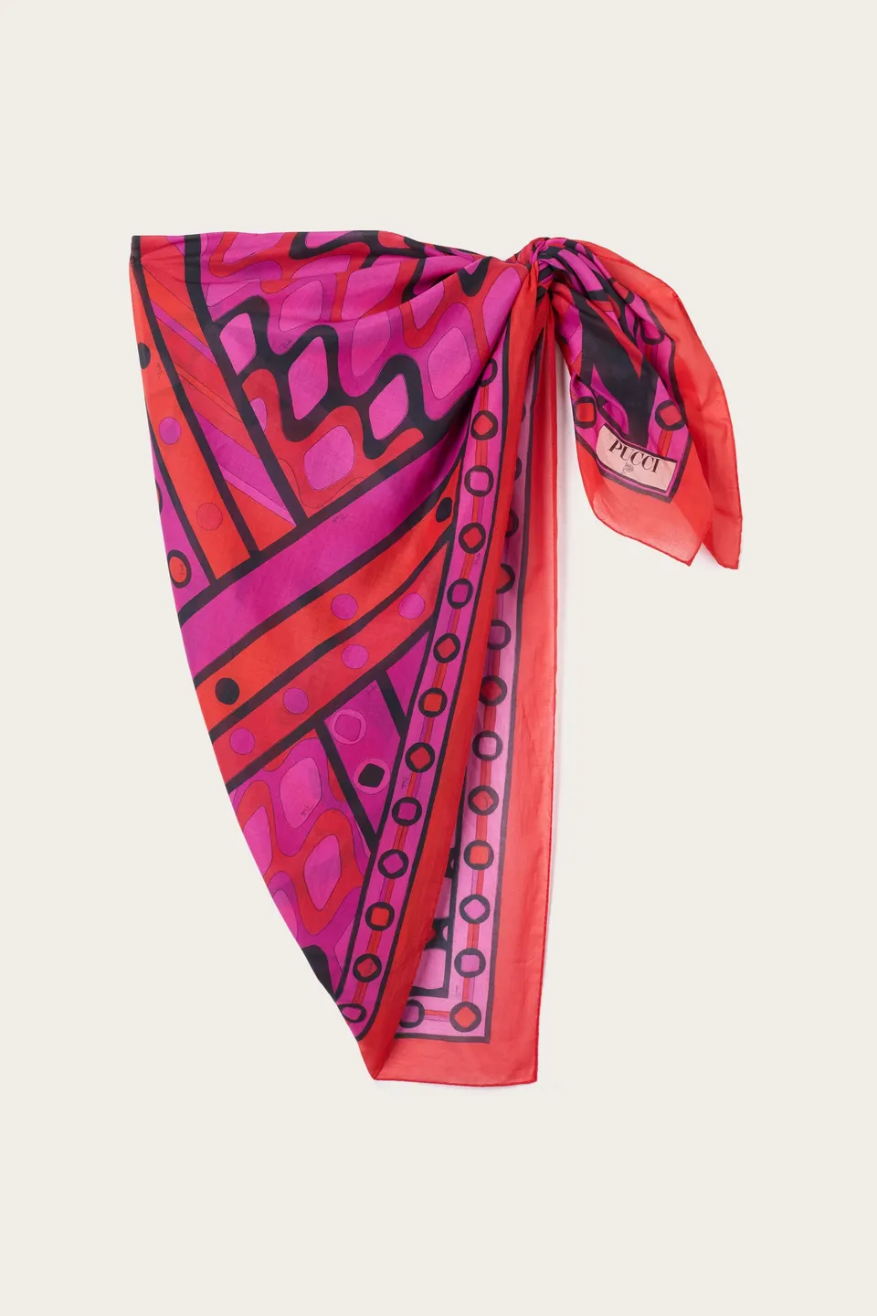 Emilio Pucci SARONG 6HPD156H975P68 paréo coton fuchsia noir