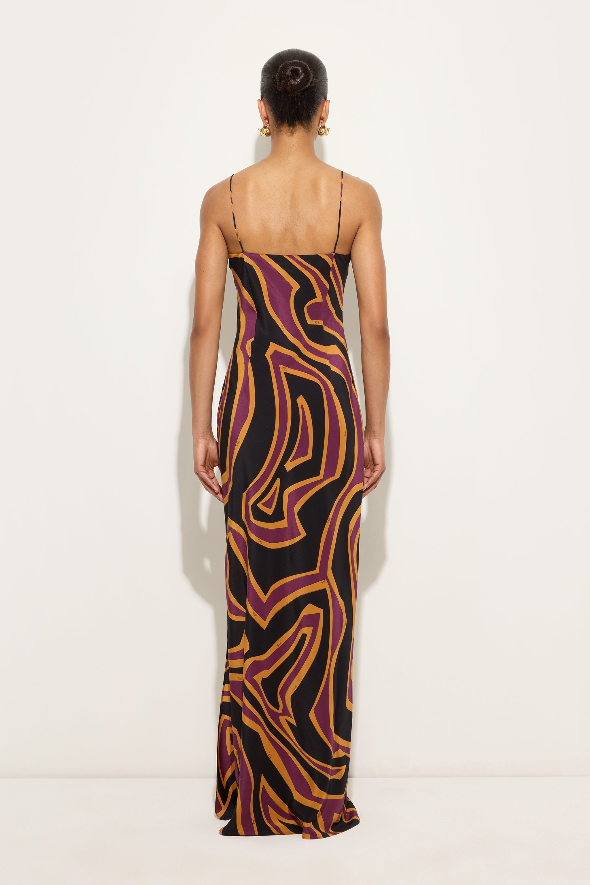 Emilio Pucci DRESSES Labirinto robe longue bordeaux gold soie