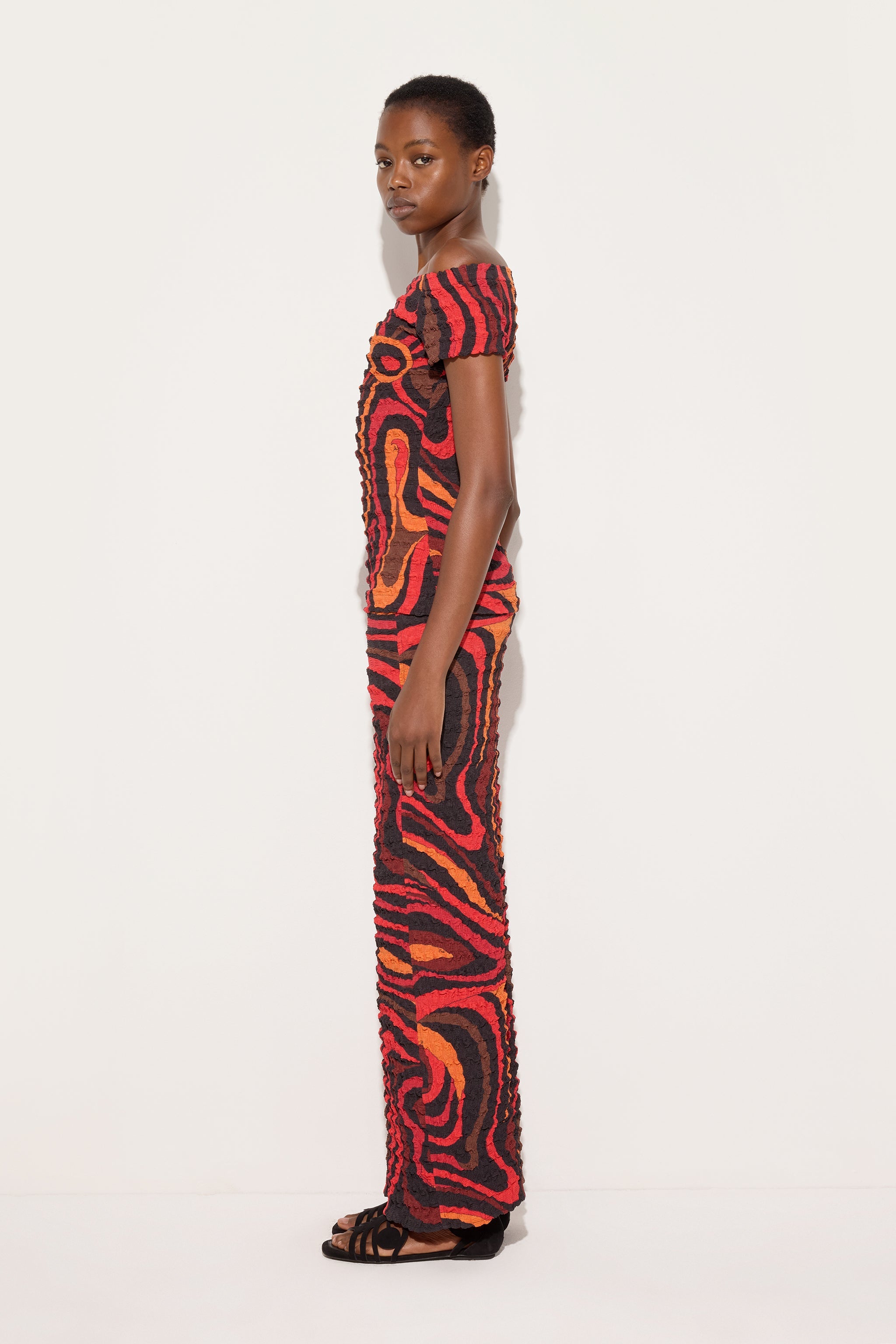 Emilio Pucci Shibori Jupe Marmo Orange Noir Polyester