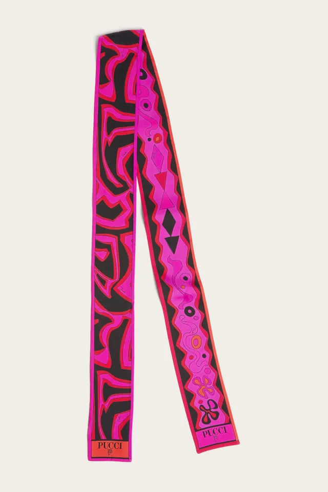 Emilio Pucci Silks Foulard Labirinto soie fuchsia/noir OS