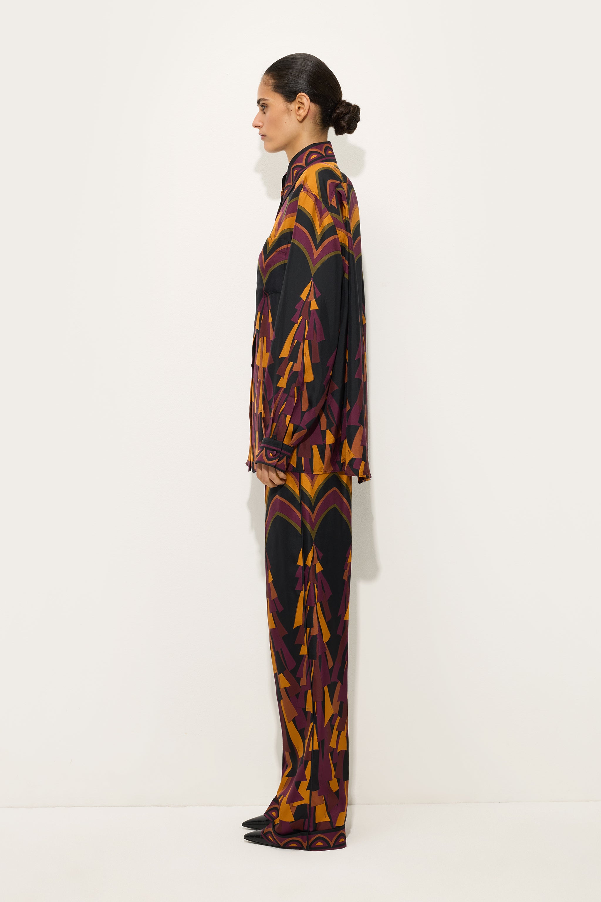 Emilio Pucci Baiadera 6URT106U841075 Pantalon Soie Bordeaux/Or