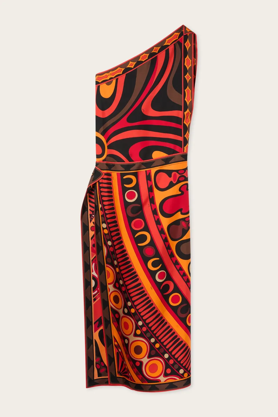 Emilio Pucci DRESSES Abito Asimmetrico robe soie orange/noir