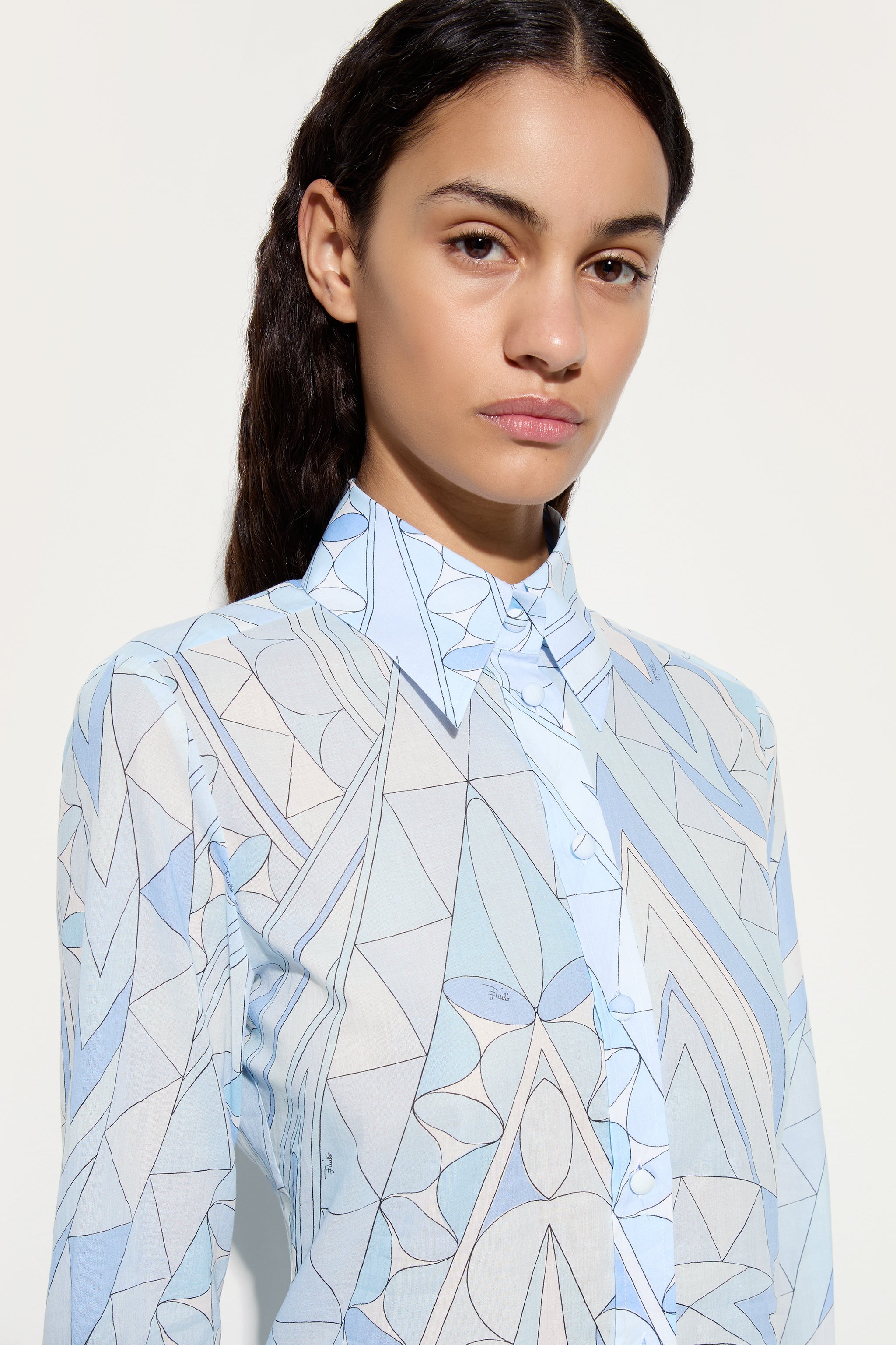 Emilio Pucci Manuba 6HRJ276H774 chemise coton bleu clair