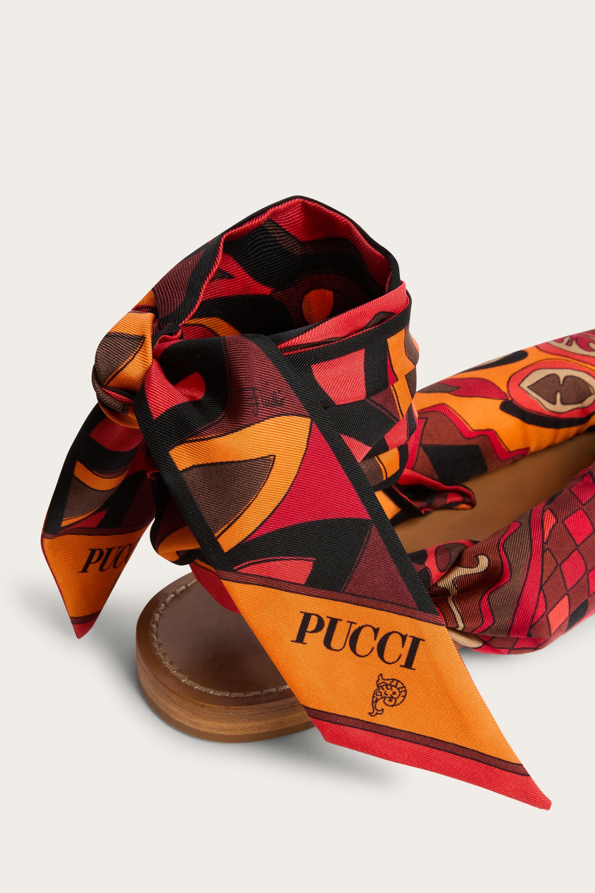 Emilio Pucci Shoes sandales Foulard orange cuir