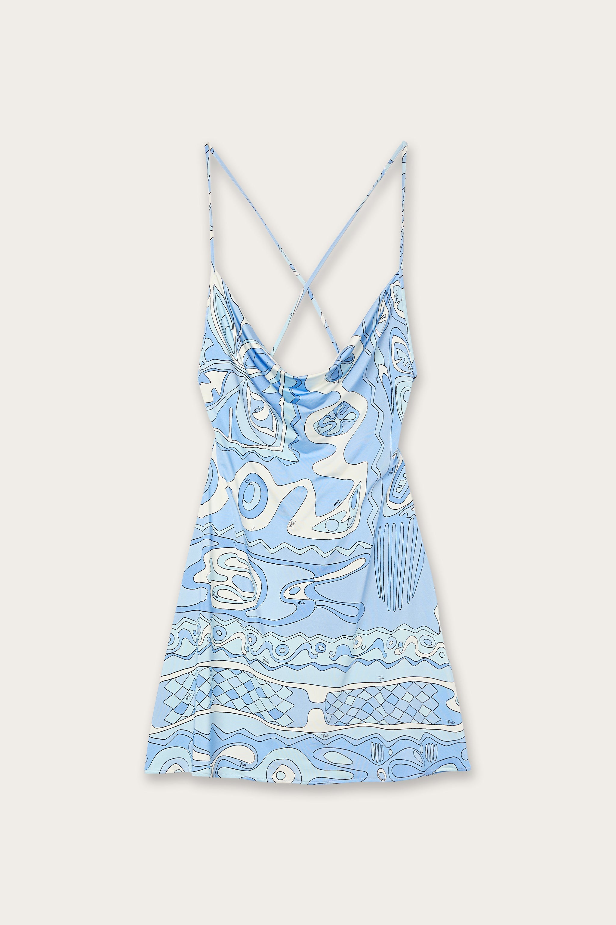 Emilio Pucci Angoli robe courte bleu ciel satin jersey