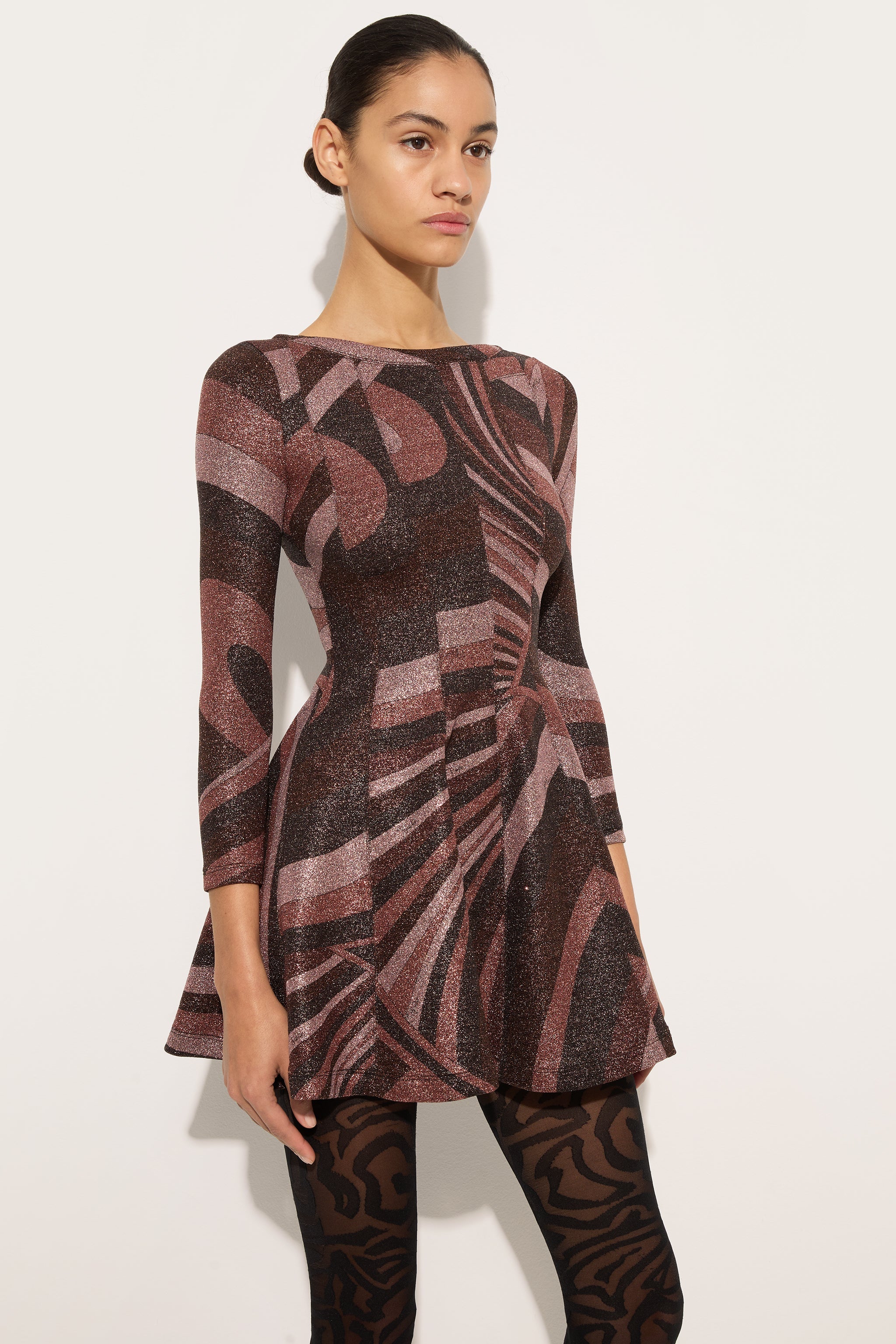 Emilio Pucci Iride robe jersey lurex bordeaux 38