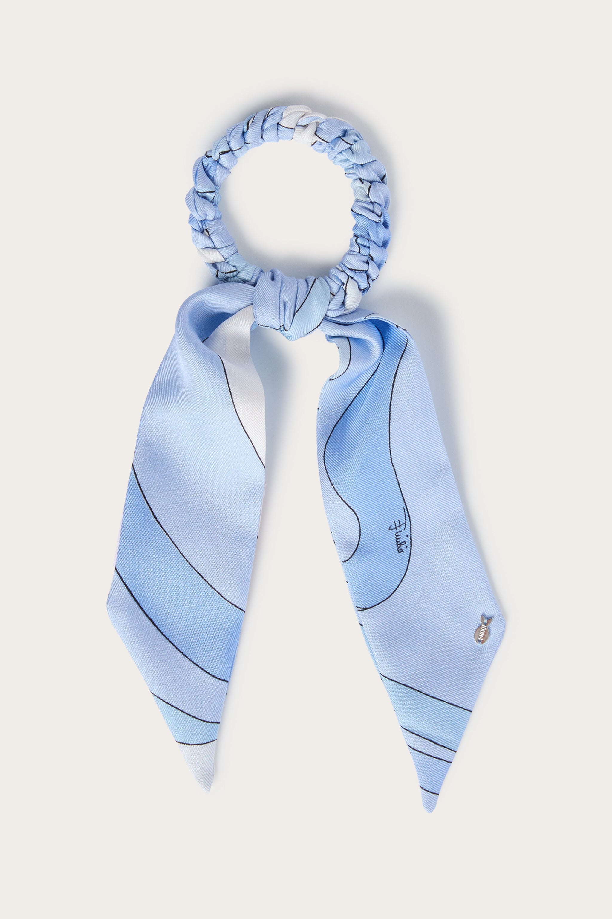 Emilio Pucci Marmo chouchou soie bleu clair foulard