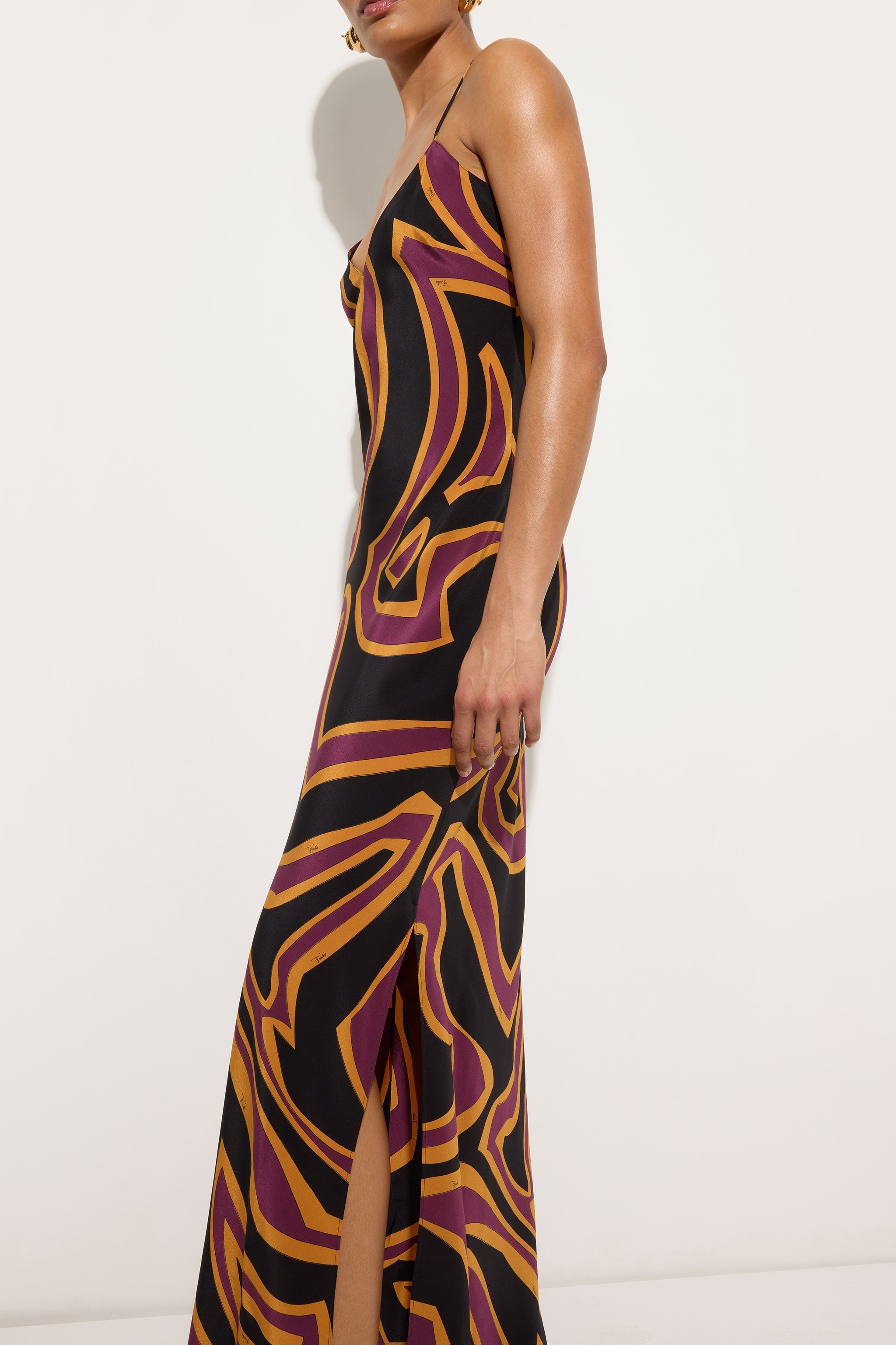 Emilio Pucci DRESSES Labirinto robe longue bordeaux gold soie