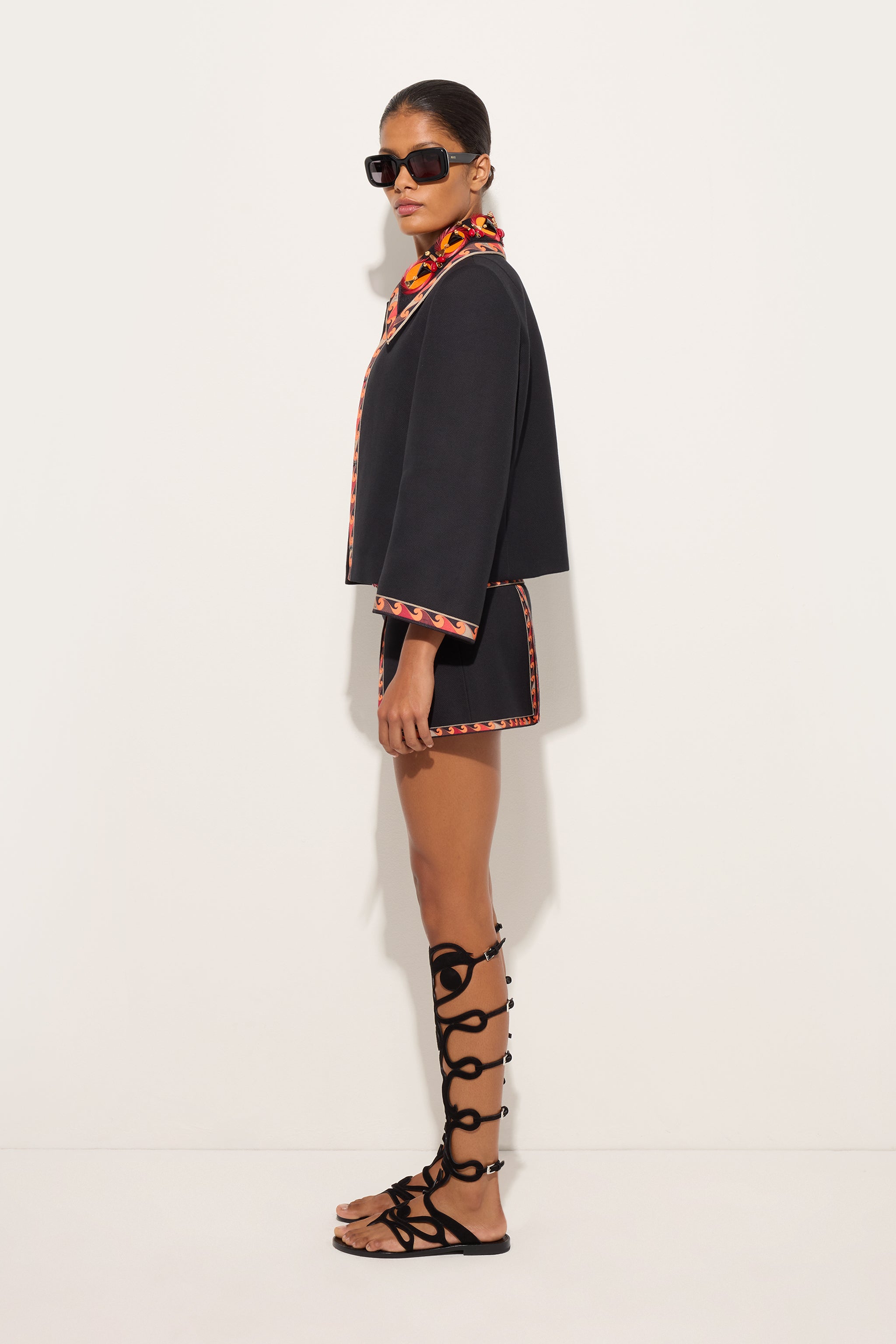 Emilio Pucci Jackets veste coton col brodé noir 38