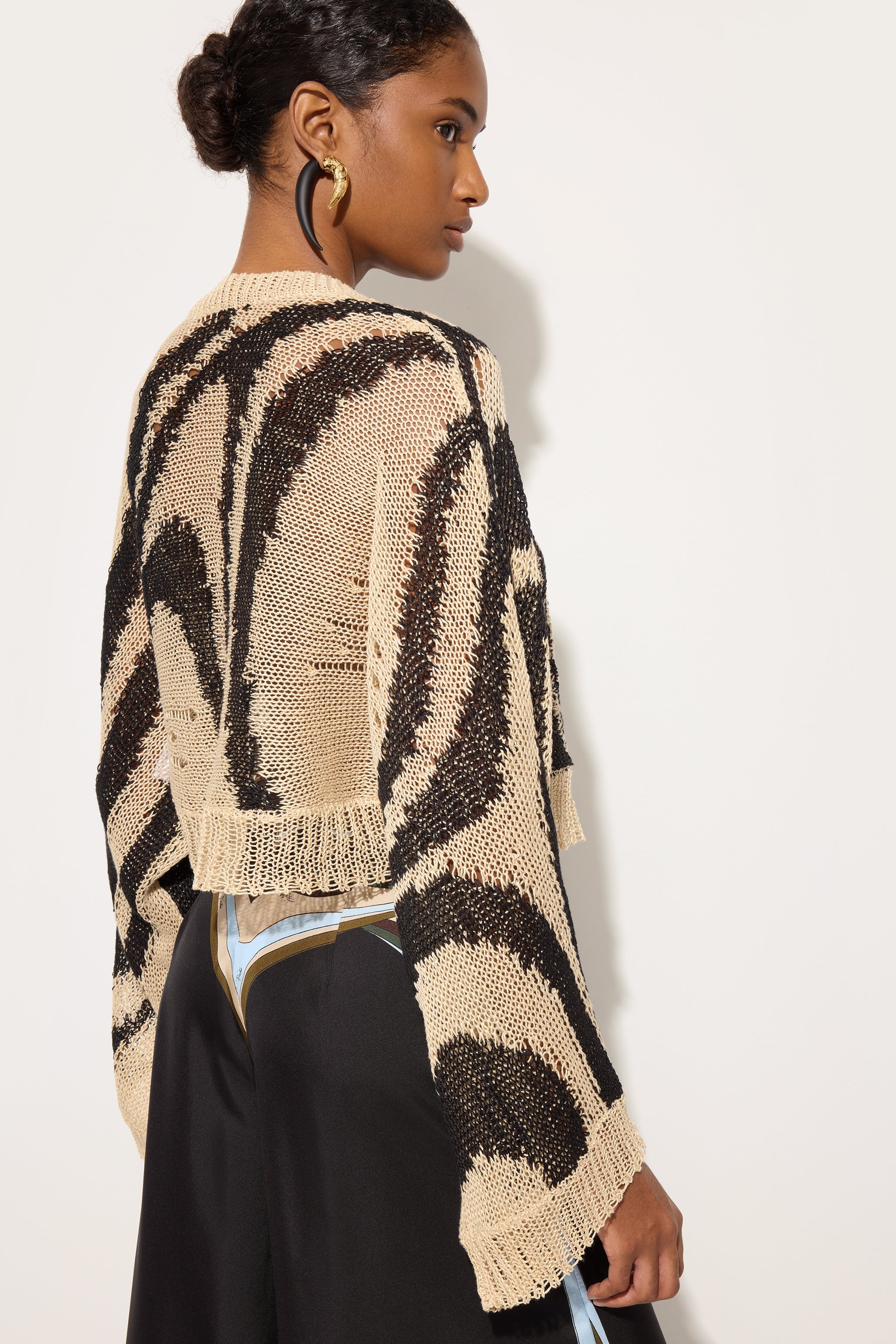 Emilio Pucci Knitwear pull lin Marmo maille corde noir court