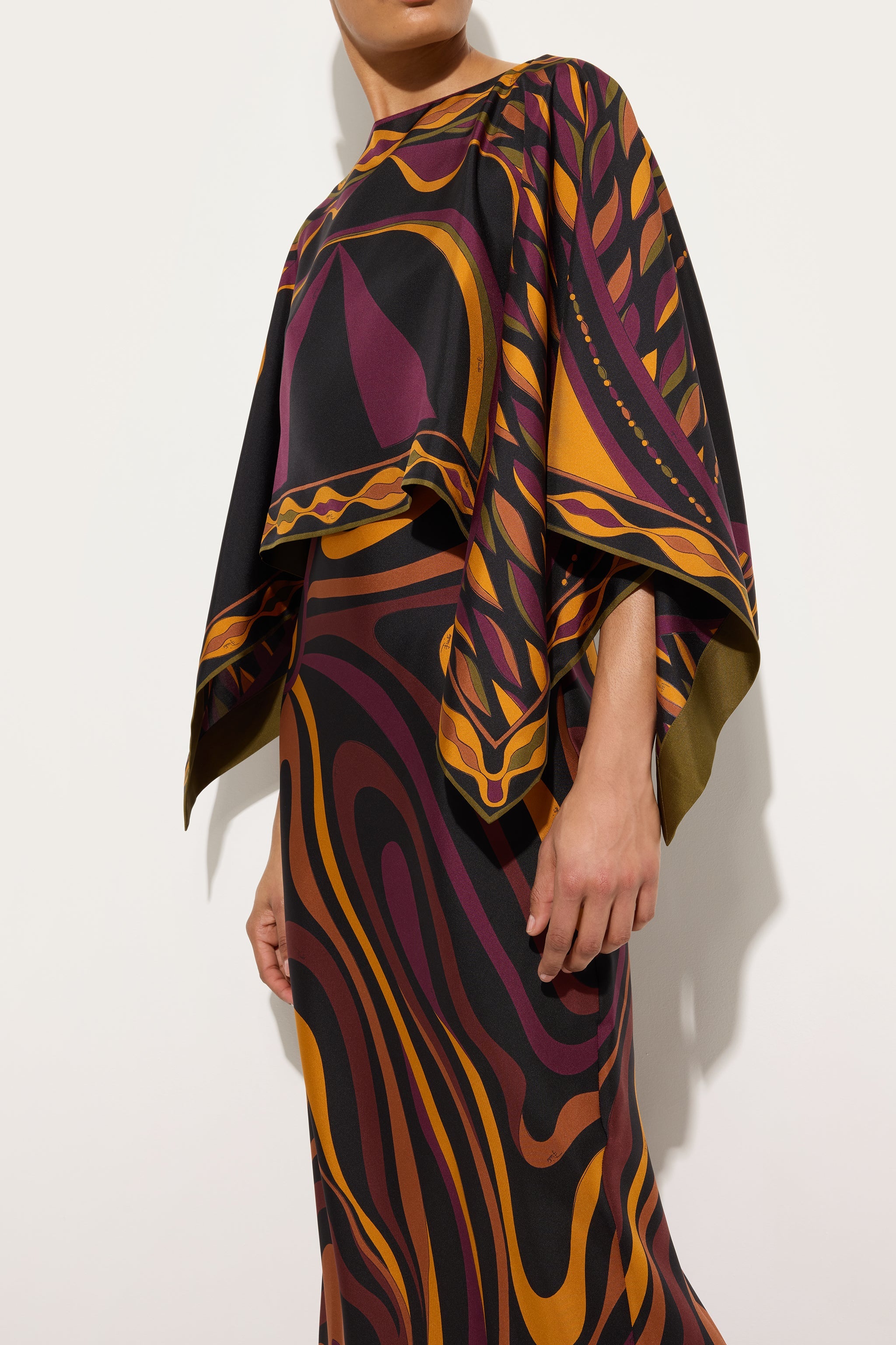 Emilio Pucci Marmo 6URI306U761003 Robe longue soie Bordeaux/Gold