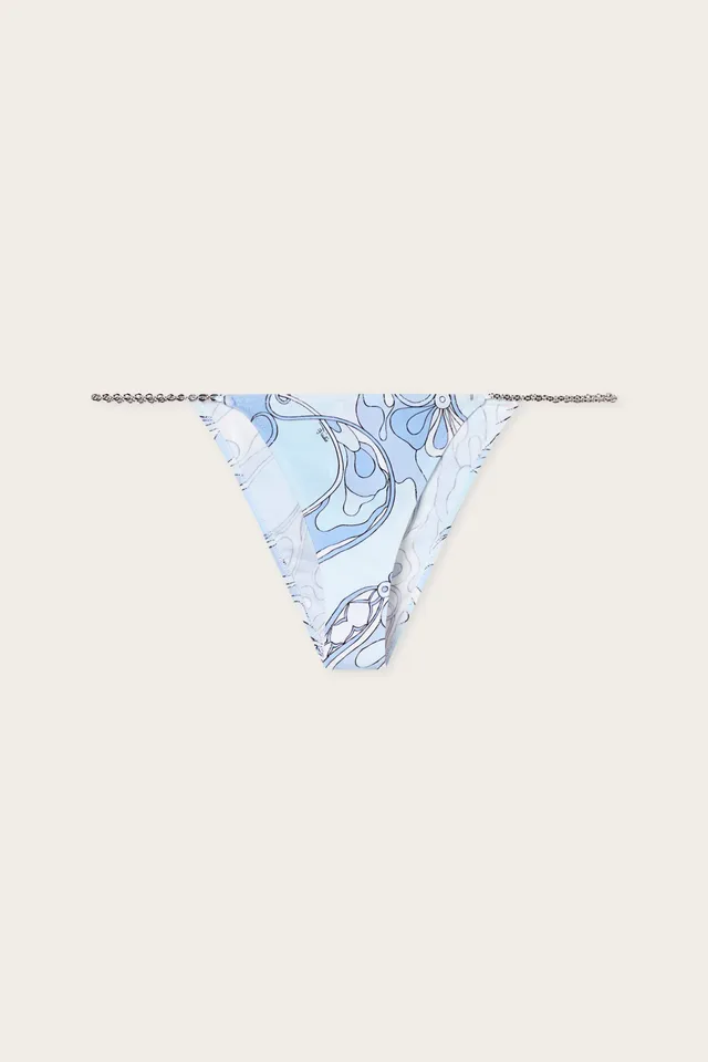 Emilio Pucci Slip Bikini Orchidee bas bleu clair lycra