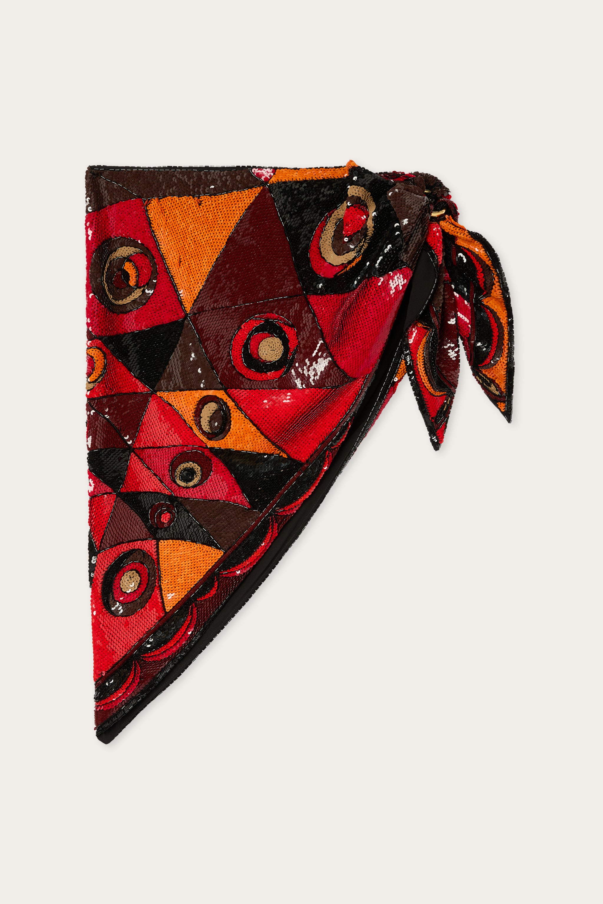 Emilio Pucci Sarong pareo foulard brodé rouge orange édition