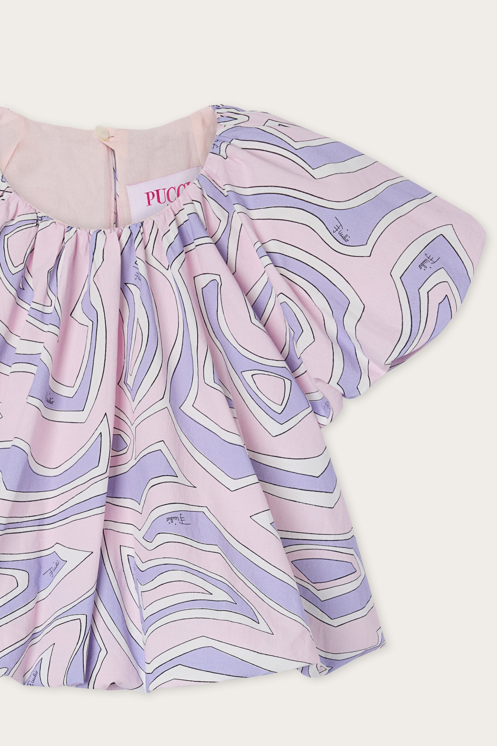 Emilio Pucci Labirinto top popeline rose 8Y coton