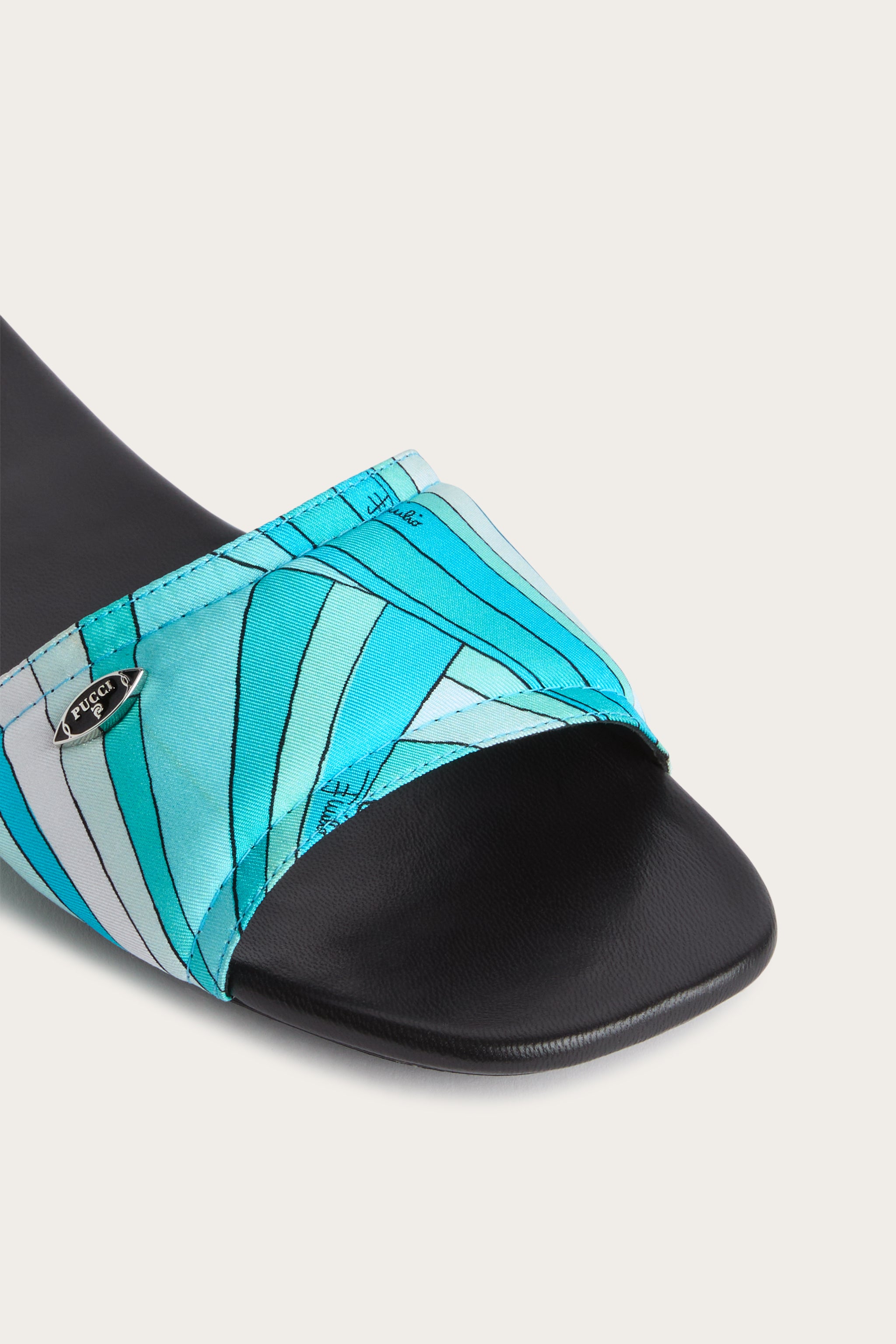 Emilio Pucci Shoes sandales Yummy slides soie turquoise Iride