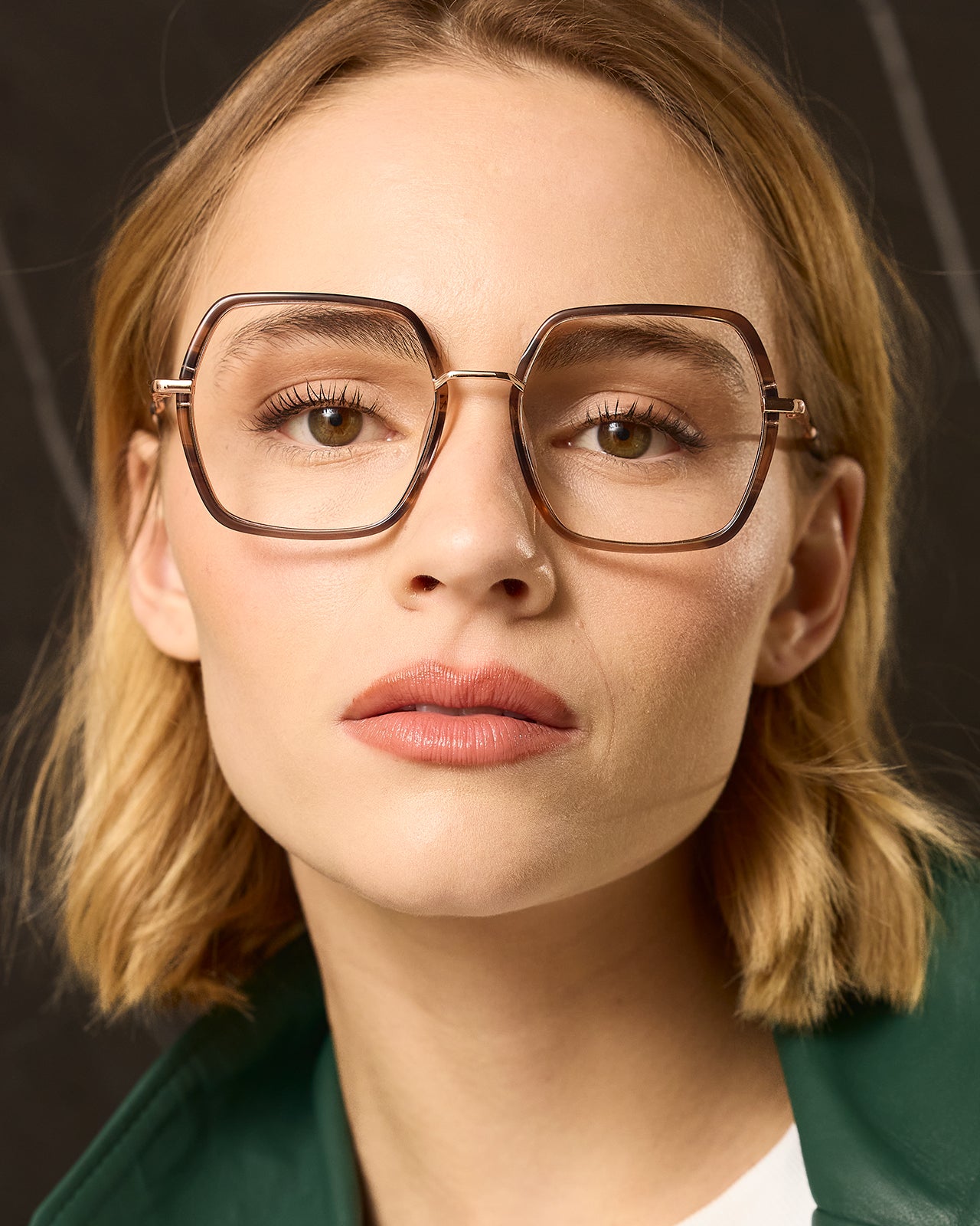 Clémence & Margaux La Cachemire lunettes de vue Marbré Brun hexagonal