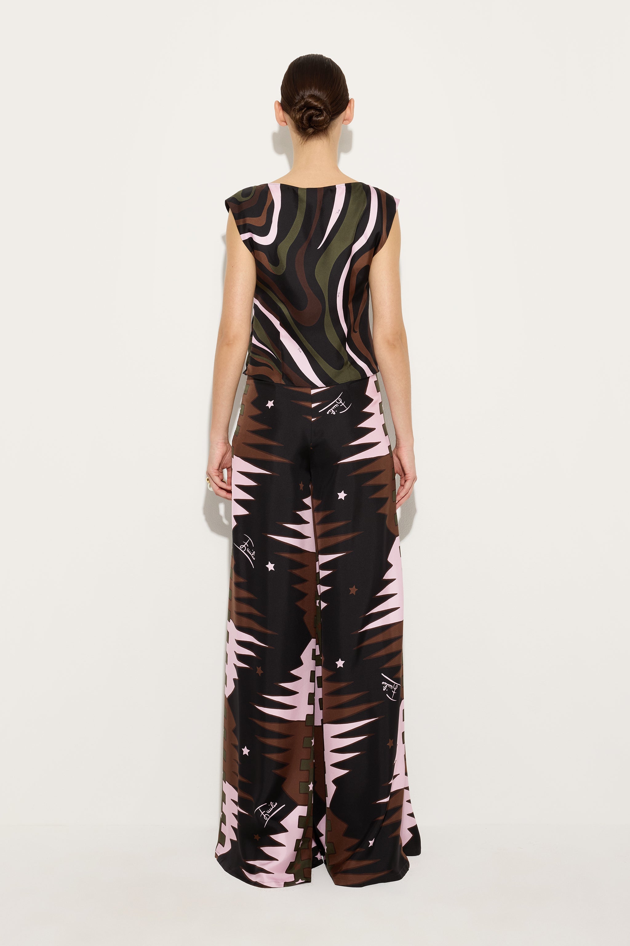 Emilio Pucci Valdimontone pantalon soie kaki rose
