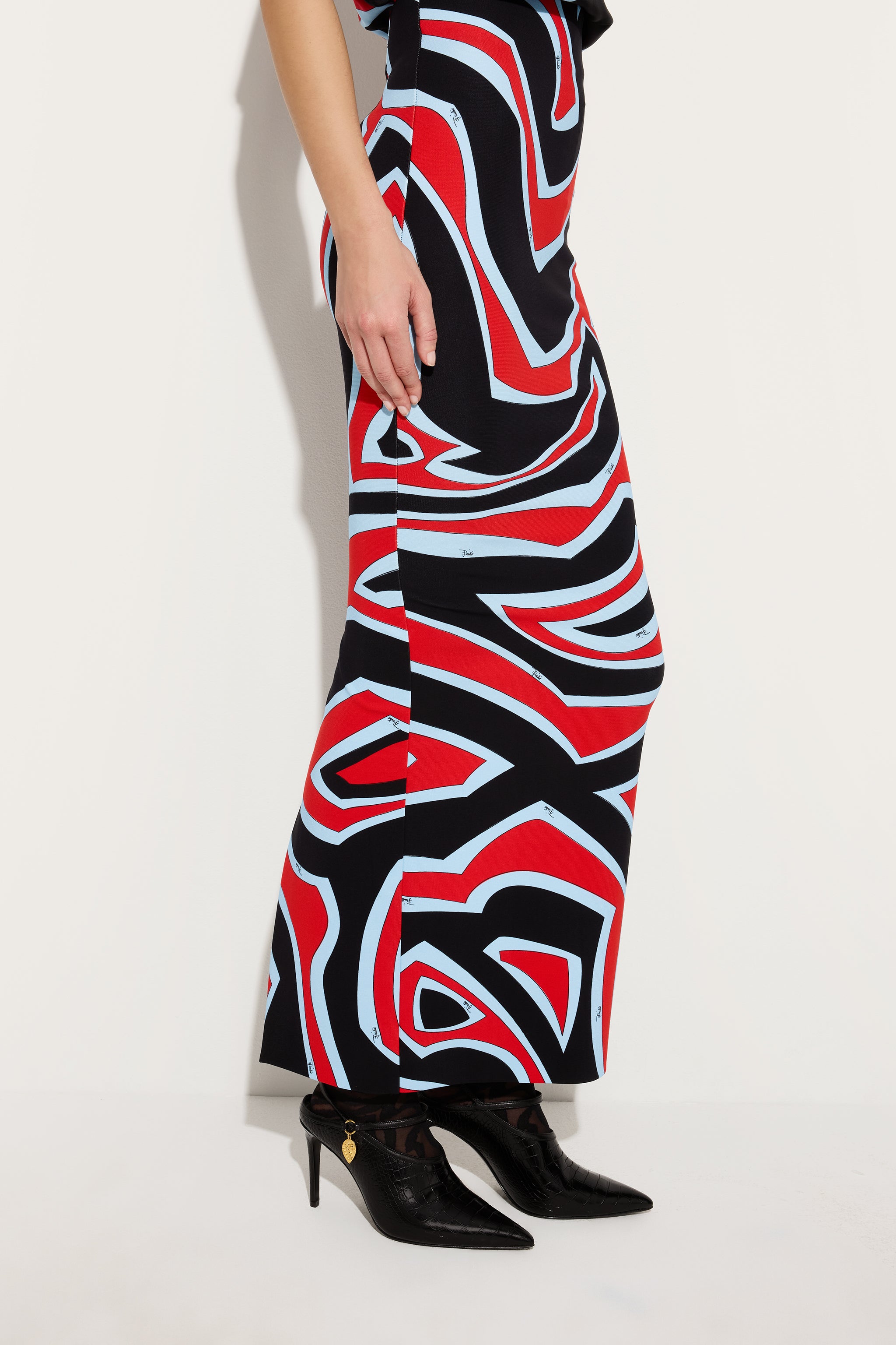 Emilio Pucci Labirinto jupe crayon rouge/bleu XS