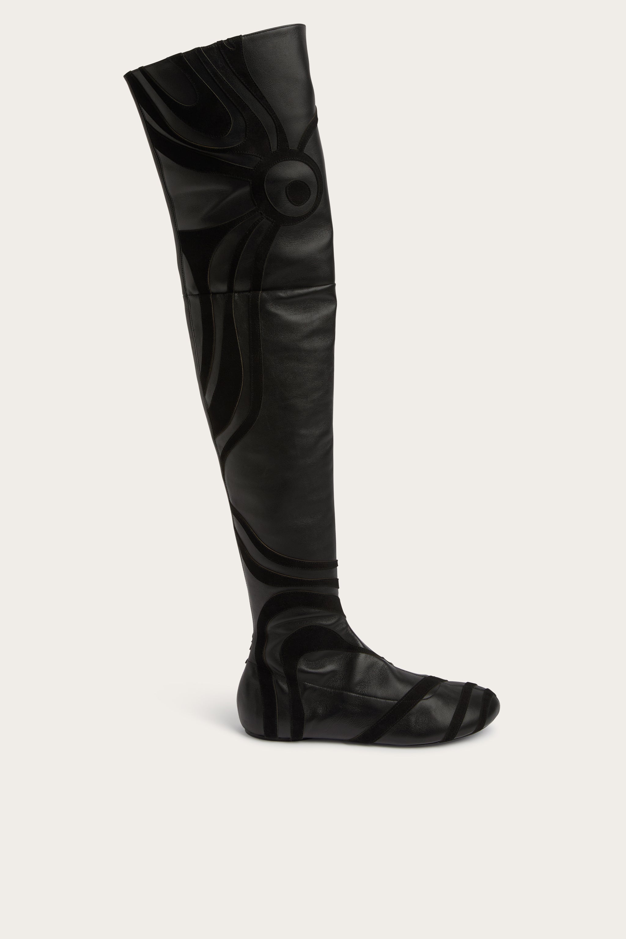 Emilio Pucci Marmo Bottes Cuissardes Cuir Noir 38