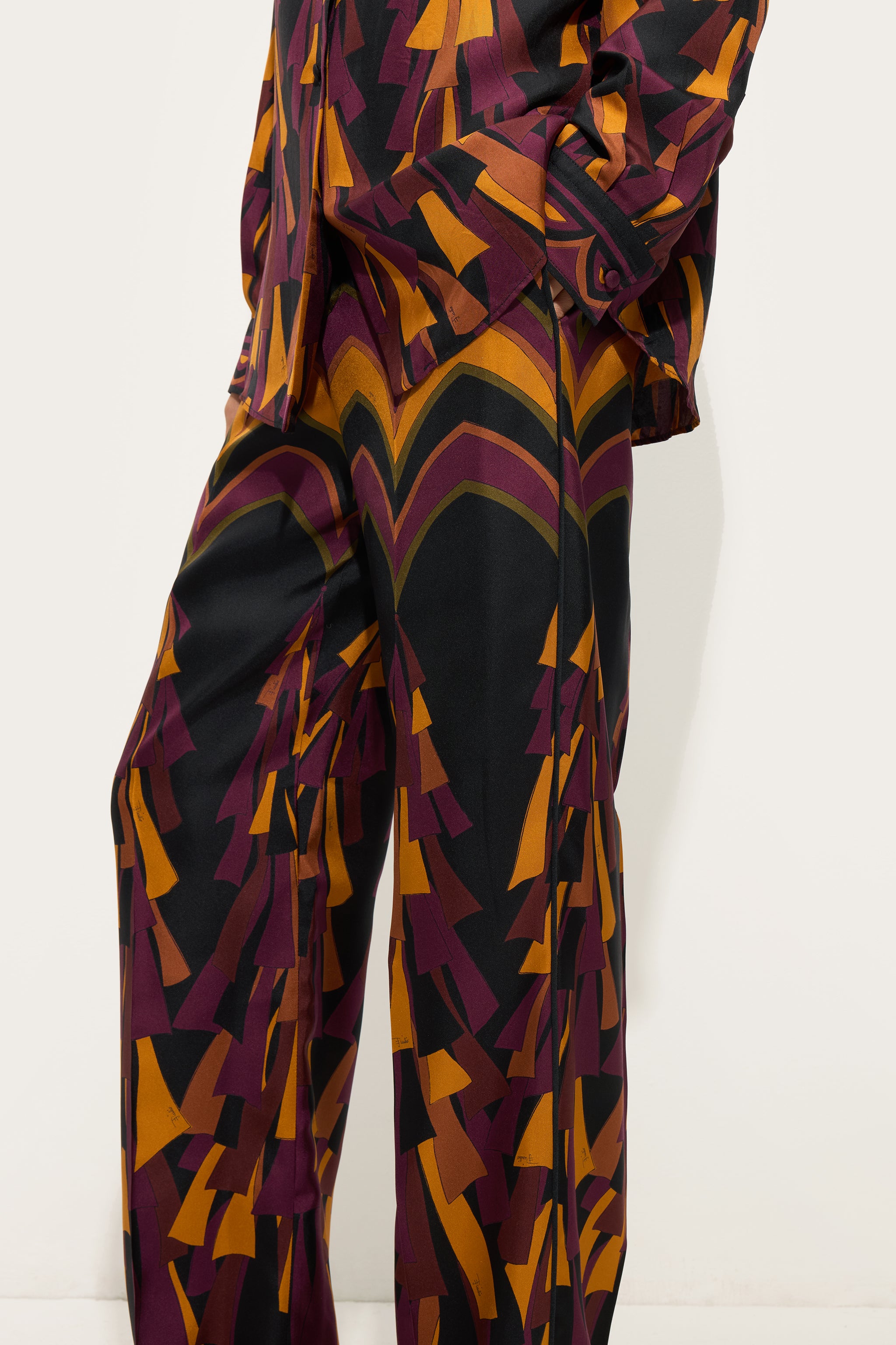 Emilio Pucci Baiadera 6URT106U841075 Pantalon Soie Bordeaux/Or