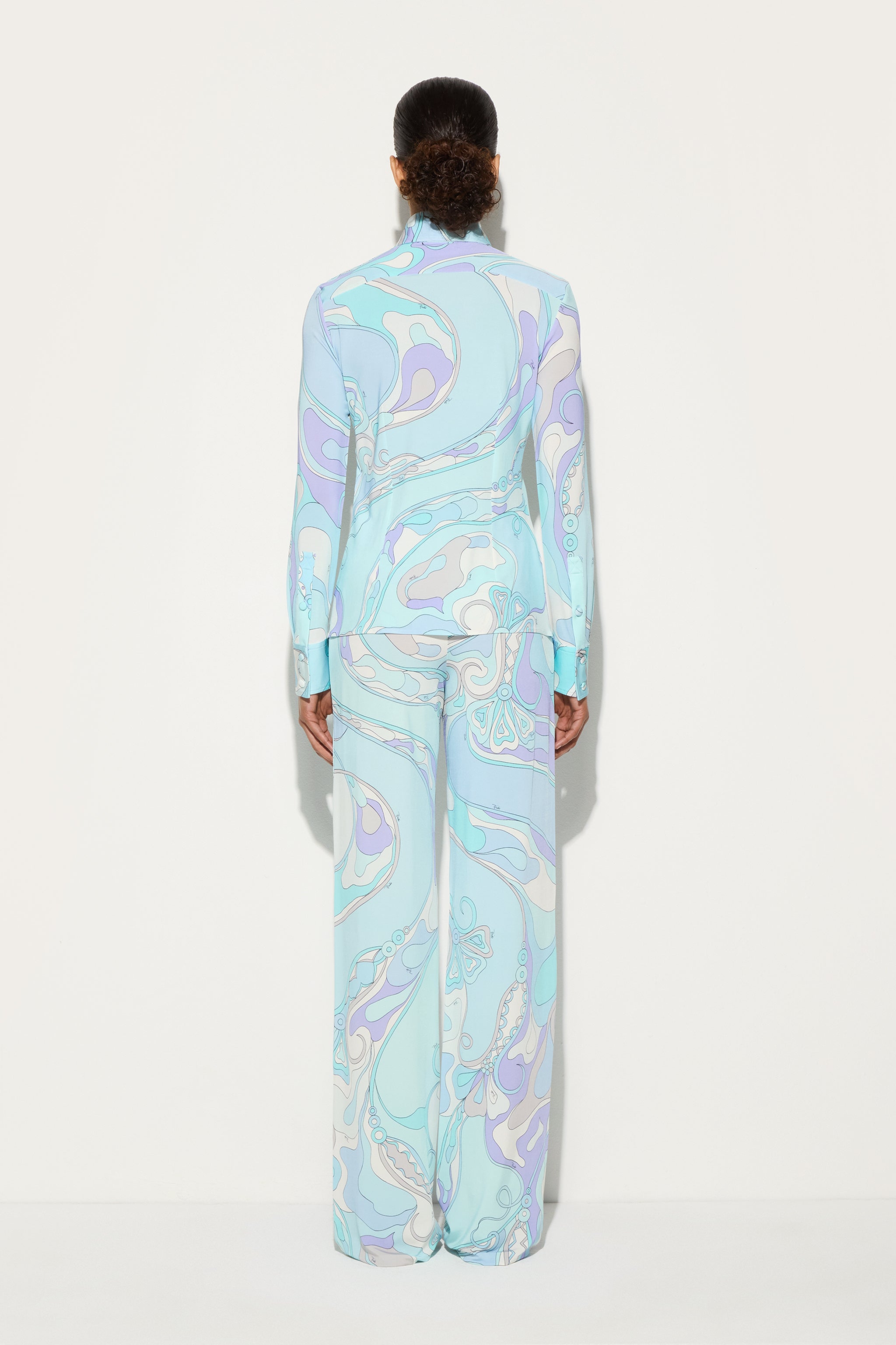 Emilio Pucci Orchidee pantalon femme aqua taille 38 viscose