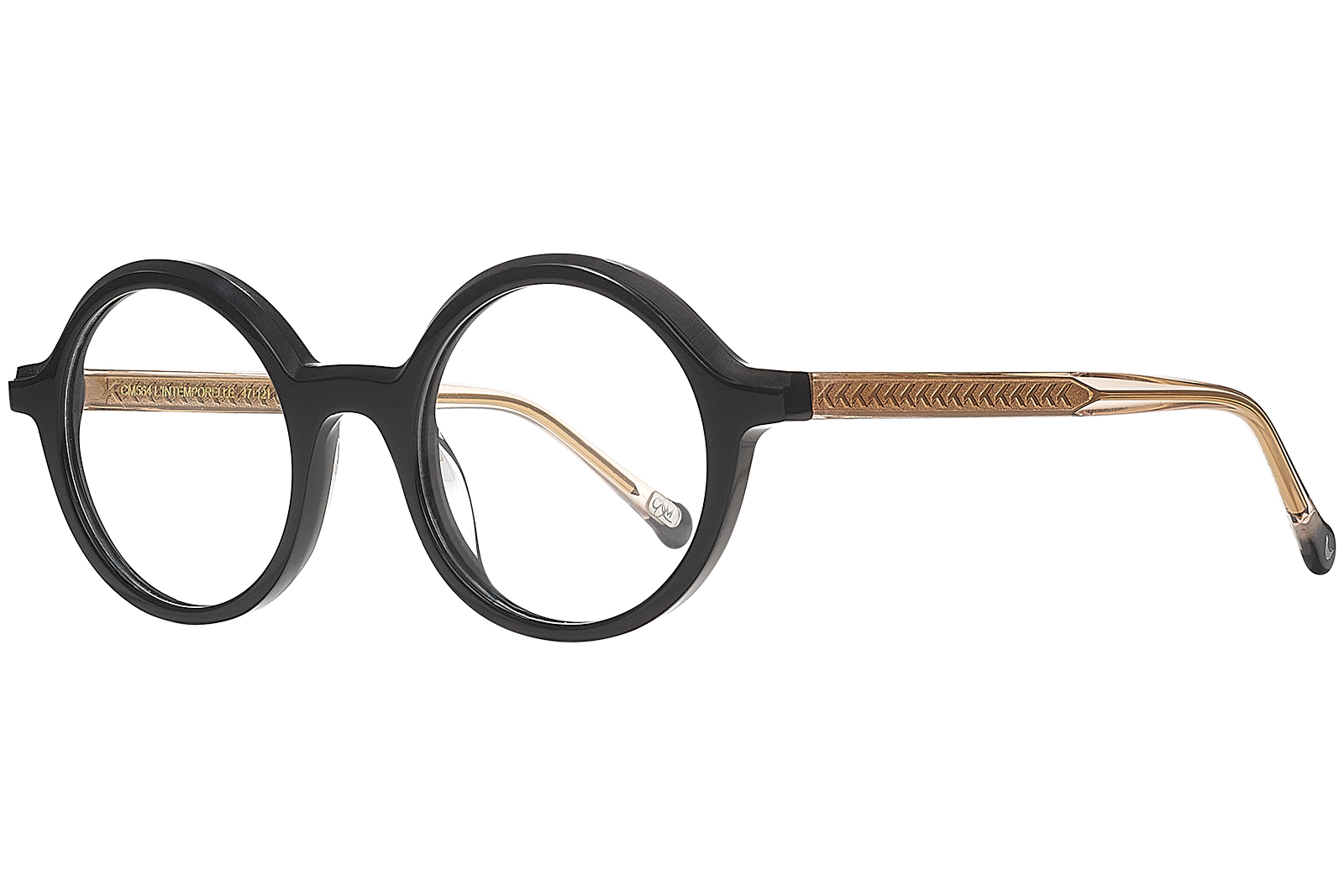 Clémence & Margaux L'Intemporelle lunettes de vue Noir & Doré femme ronde