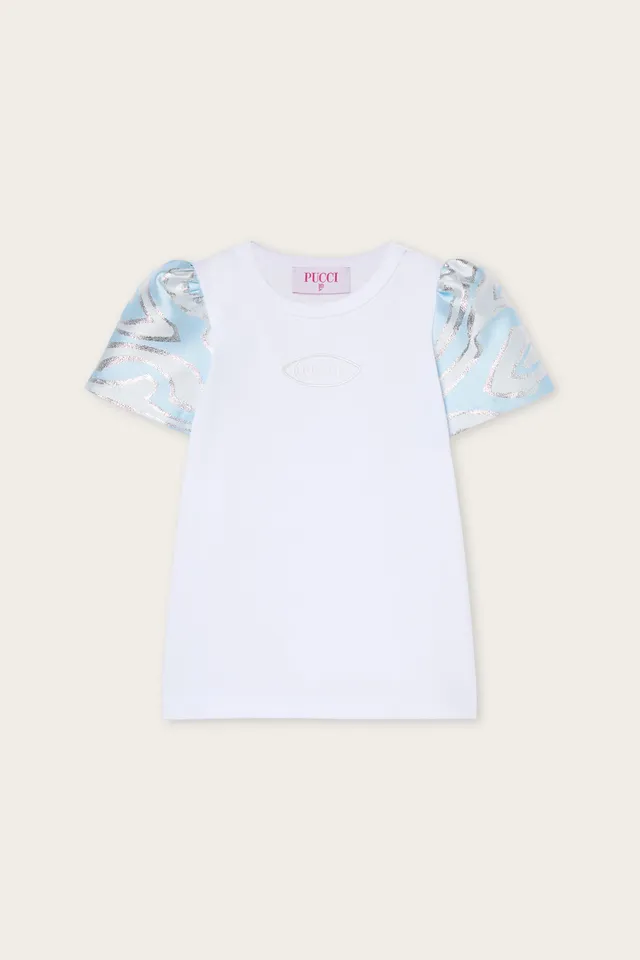 Emilio Pucci T-shirt Coton Bio t-shirt blanc bleu clair