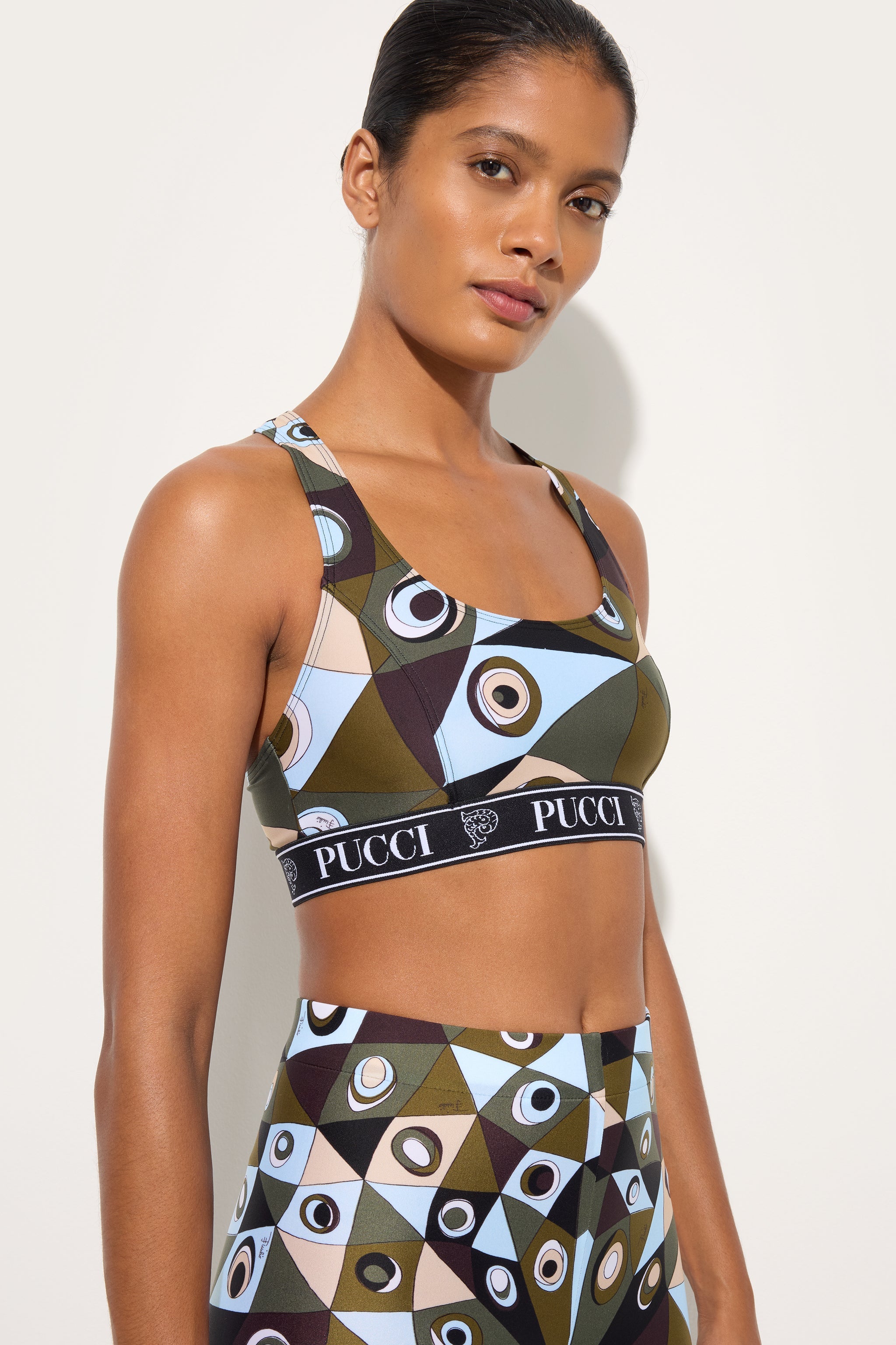 Emilio Pucci Occhi brassiere sport kaki bleu