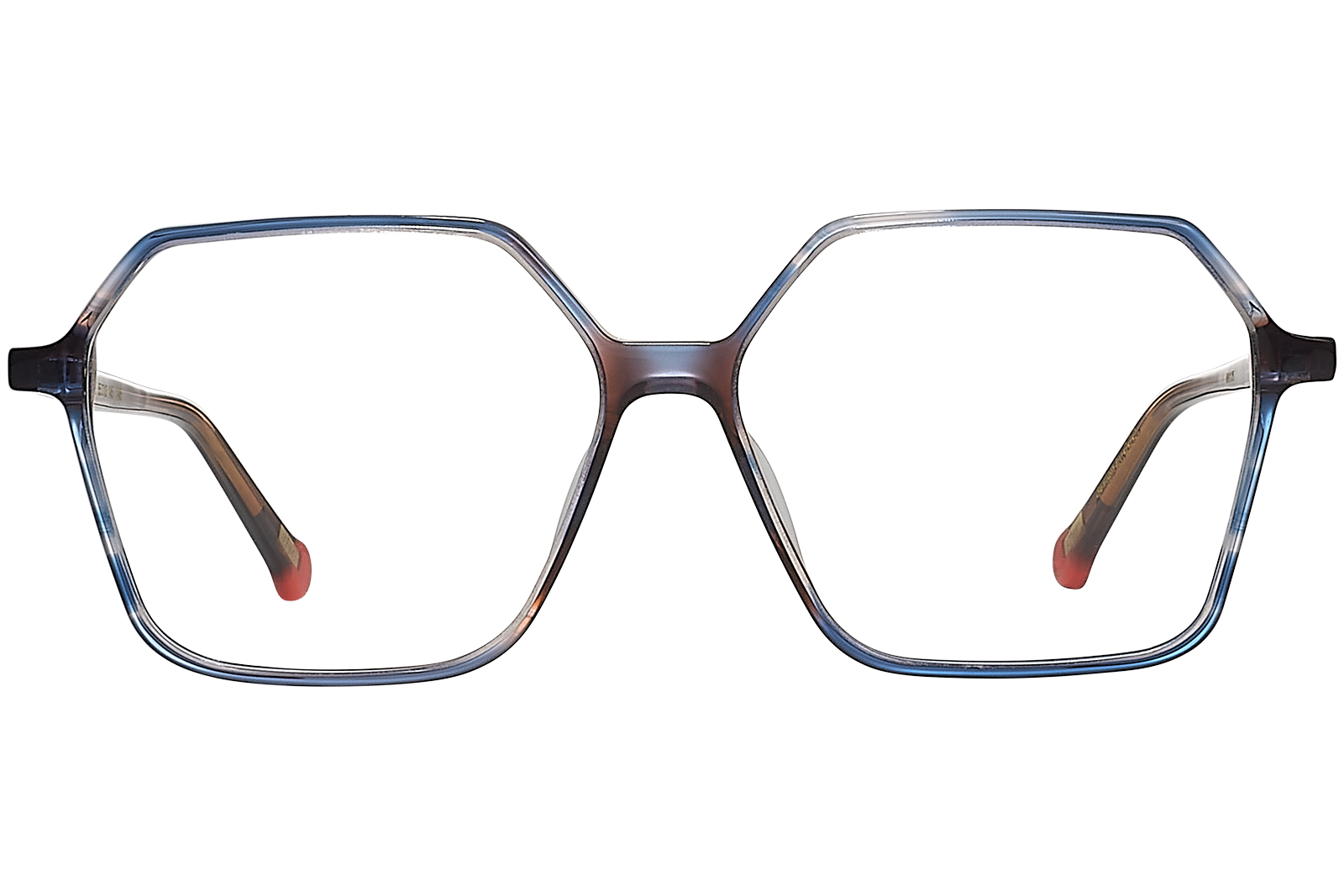Clémence & Margaux La Littéraire lunettes de vue Marbré Brun & Bleu hexagonale