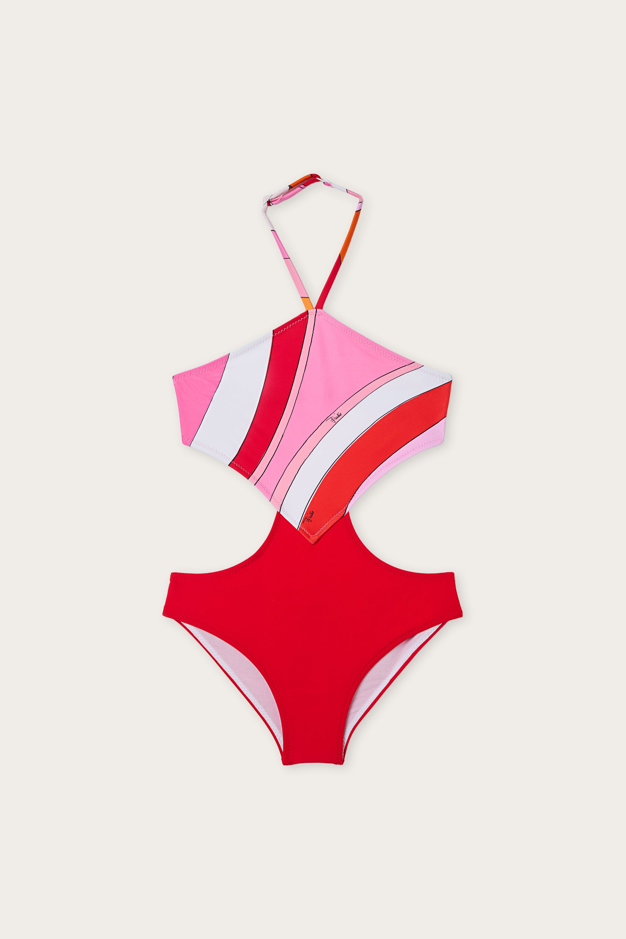 Emilio Pucci maillot 1 pièce fille rose lycra cut-out