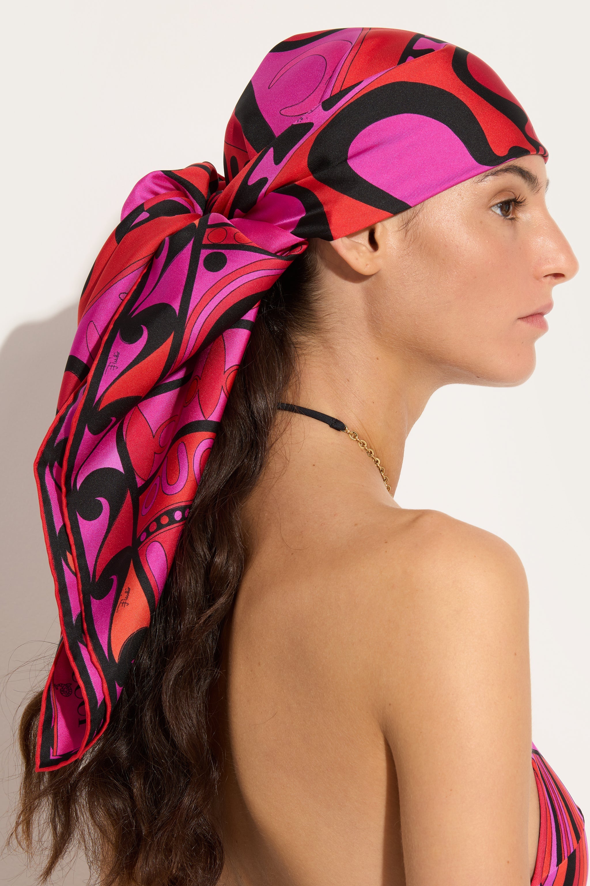 Emilio Pucci Silks Carré Soleil foulard fuchsia noir 90x90