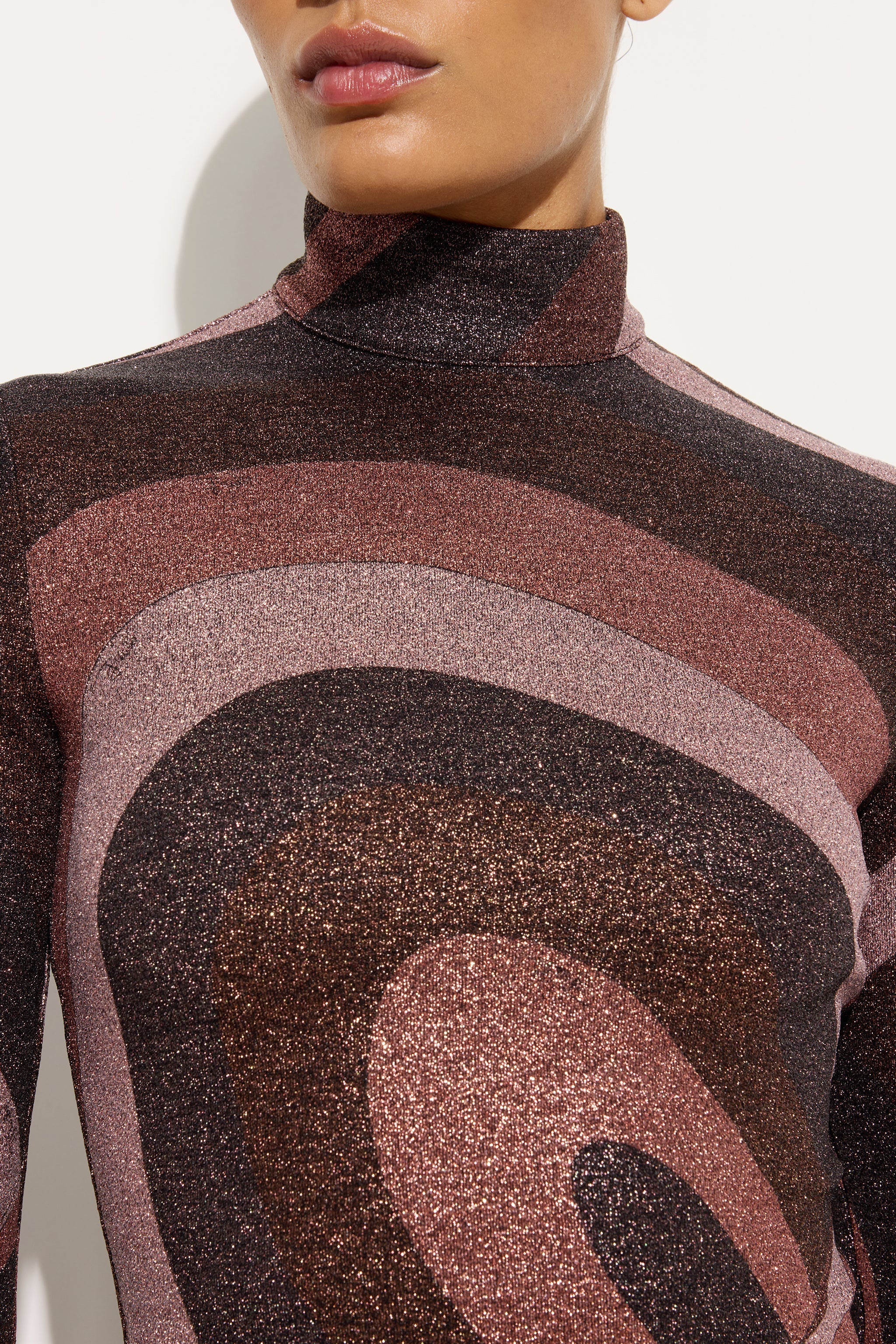 Emilio Pucci Iride pull col roulé bordeaux lurex femme