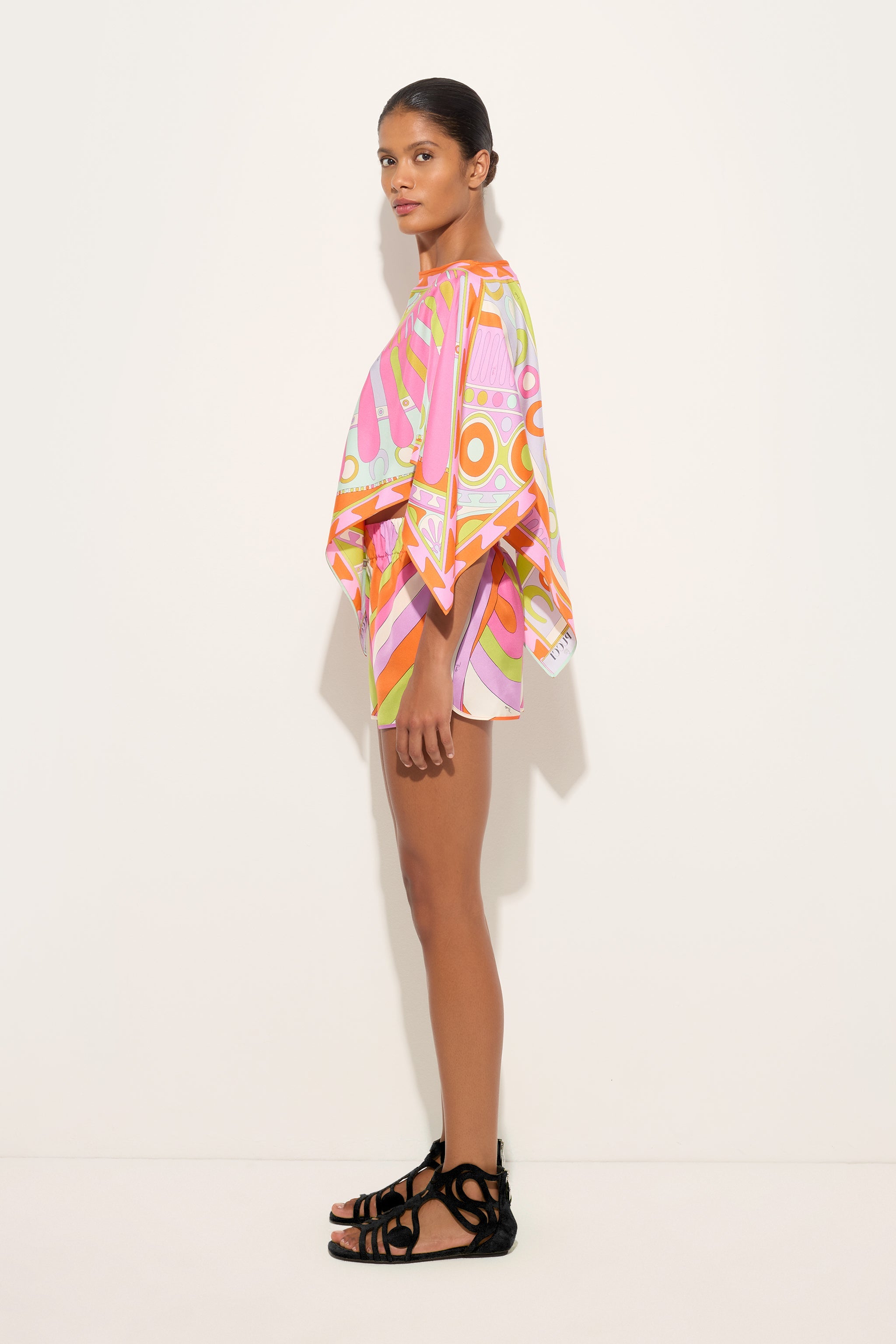 Emilio Pucci Soleil top caftan soie multicolore