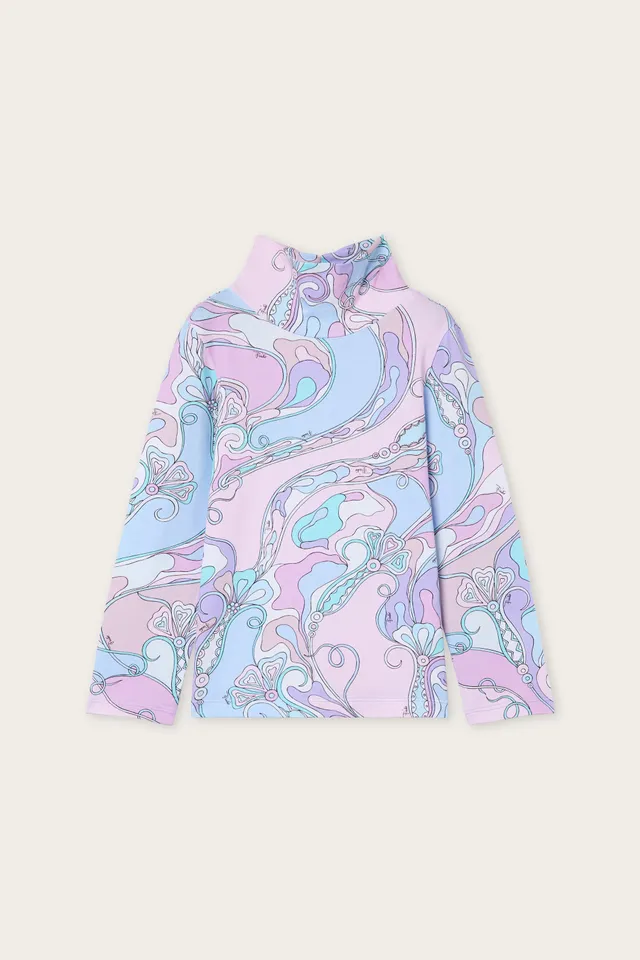 Emilio Pucci Junior maglia pull coton rose bleu clair Orchidee